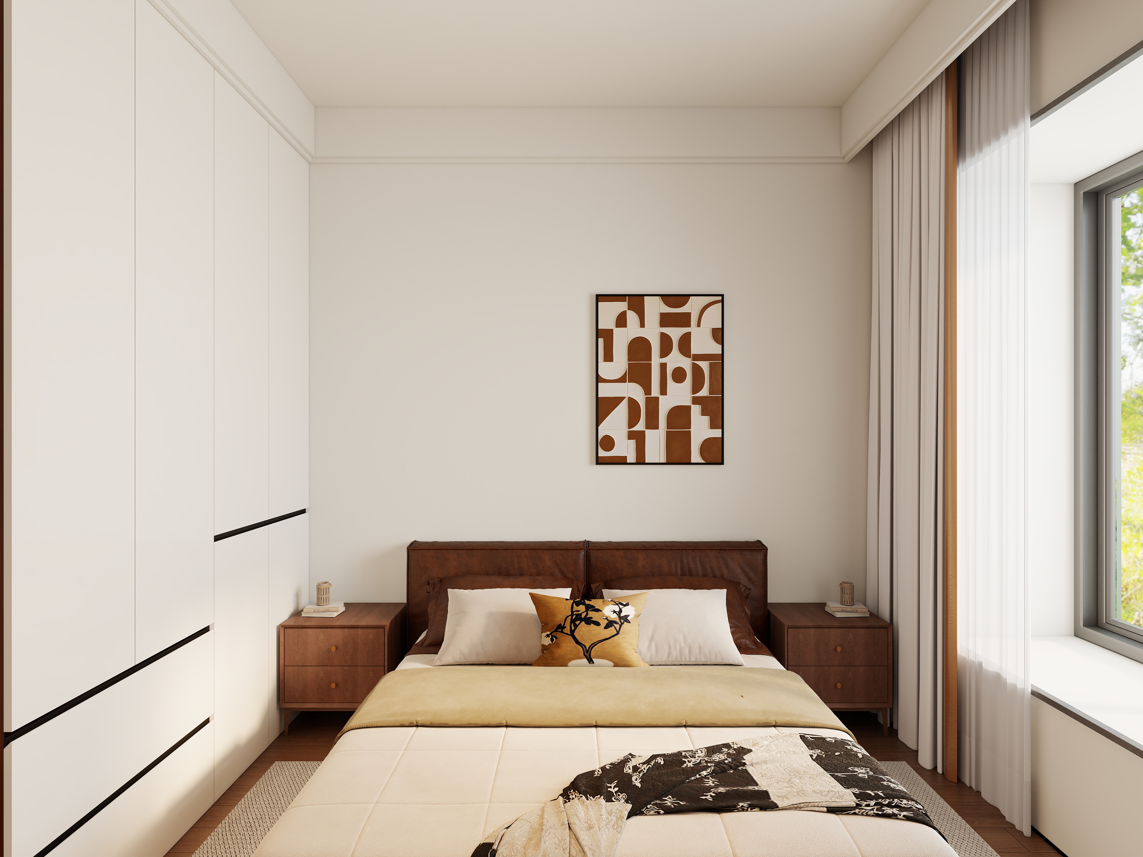 艺雅丽-78平现代简约一层主卧装修效果图第2张