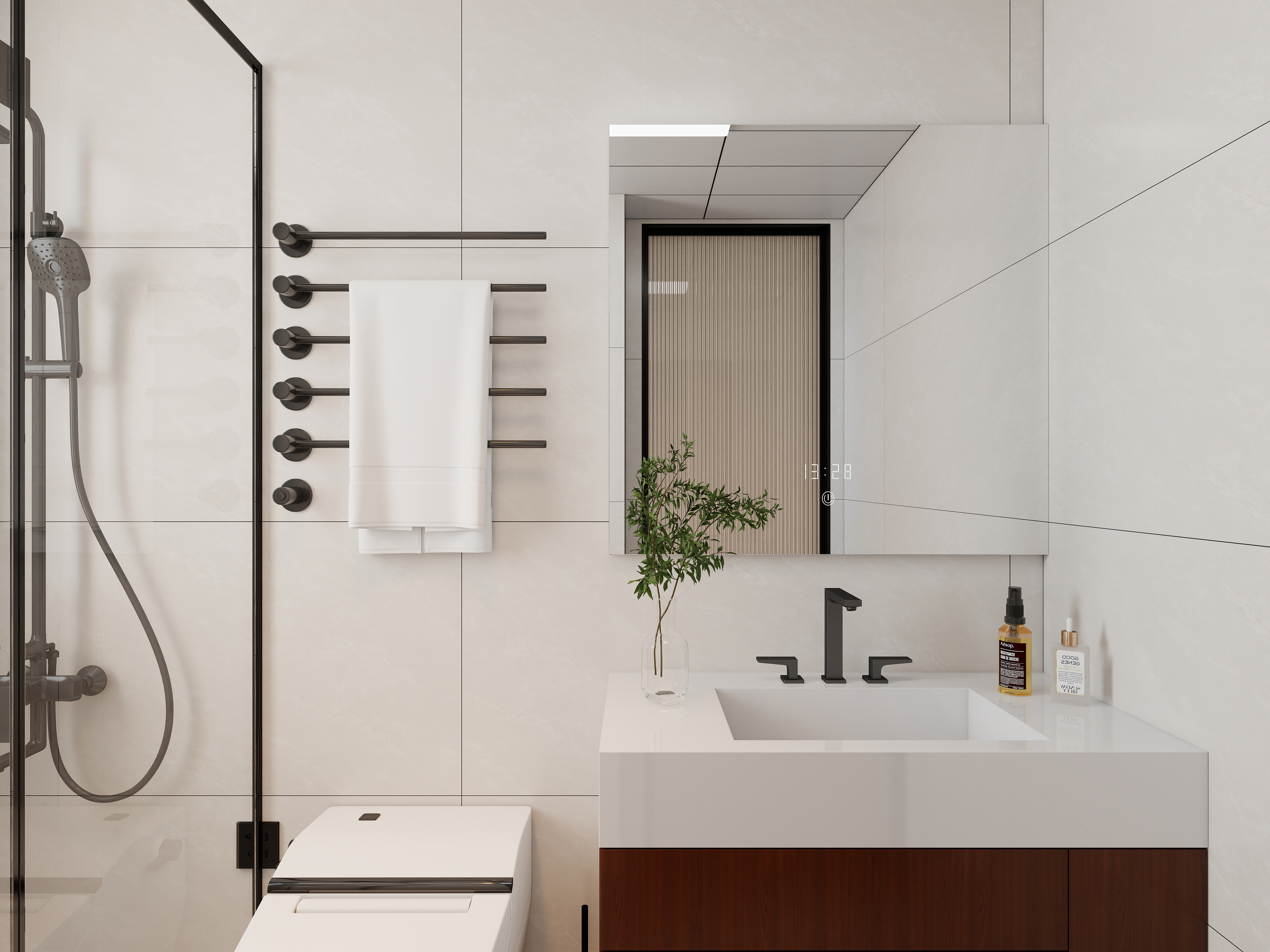 艺雅丽-78平现代简约一层卫生间装修效果图第1张