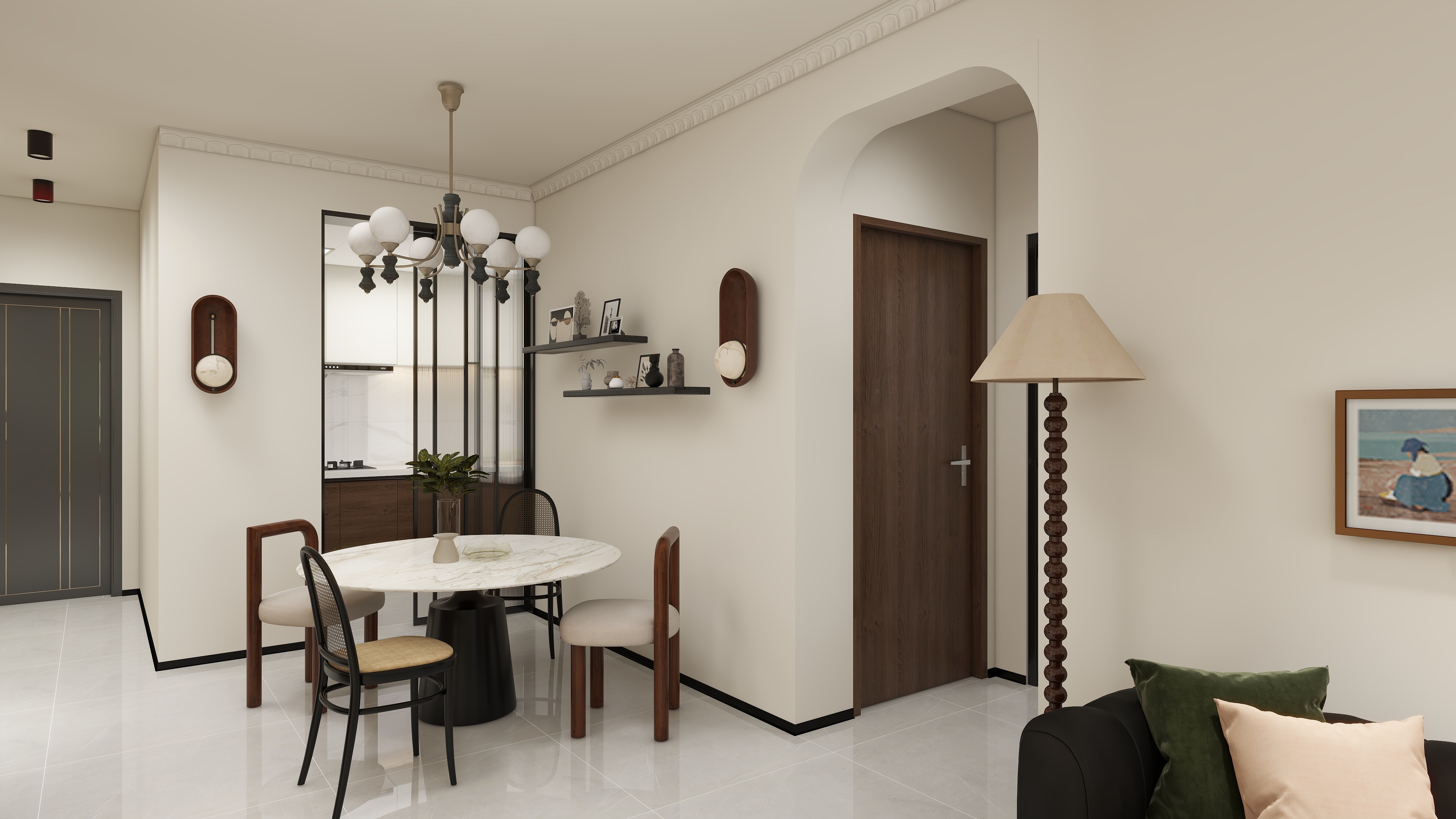 设计师言色-65㎡小两居 中古风装修效果图