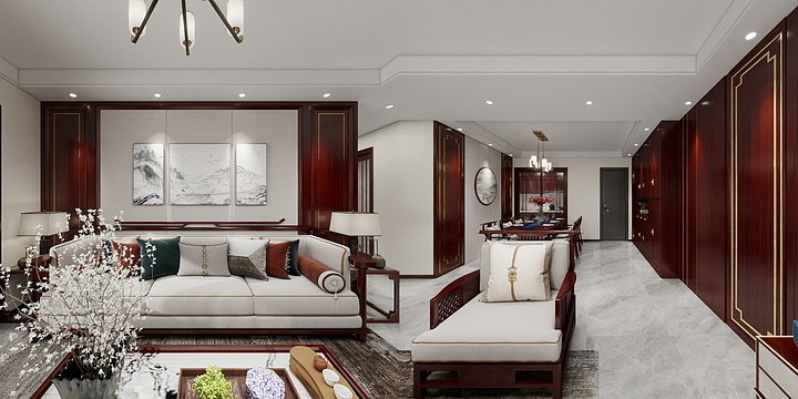 全案设计师黄海娟-新中式三室两厅-装修设计方案