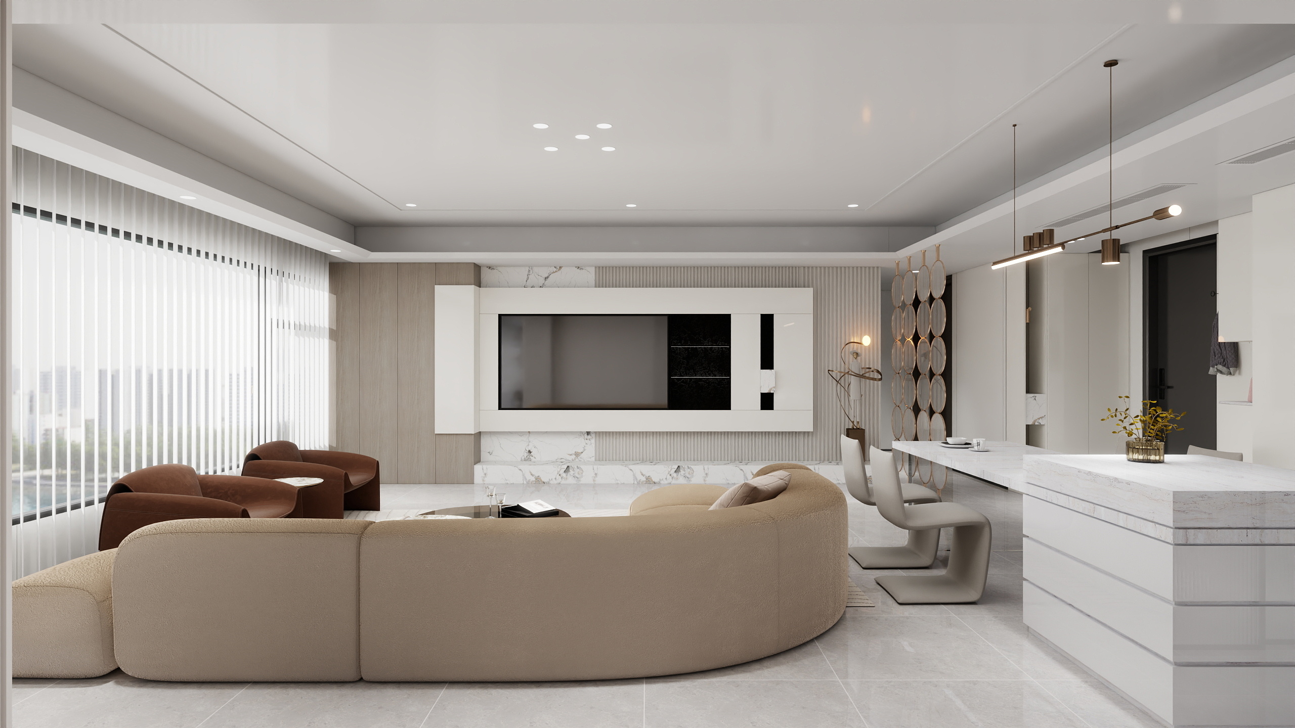 柠檬鱼宝-现代轻奢风大平层精装装修效果图