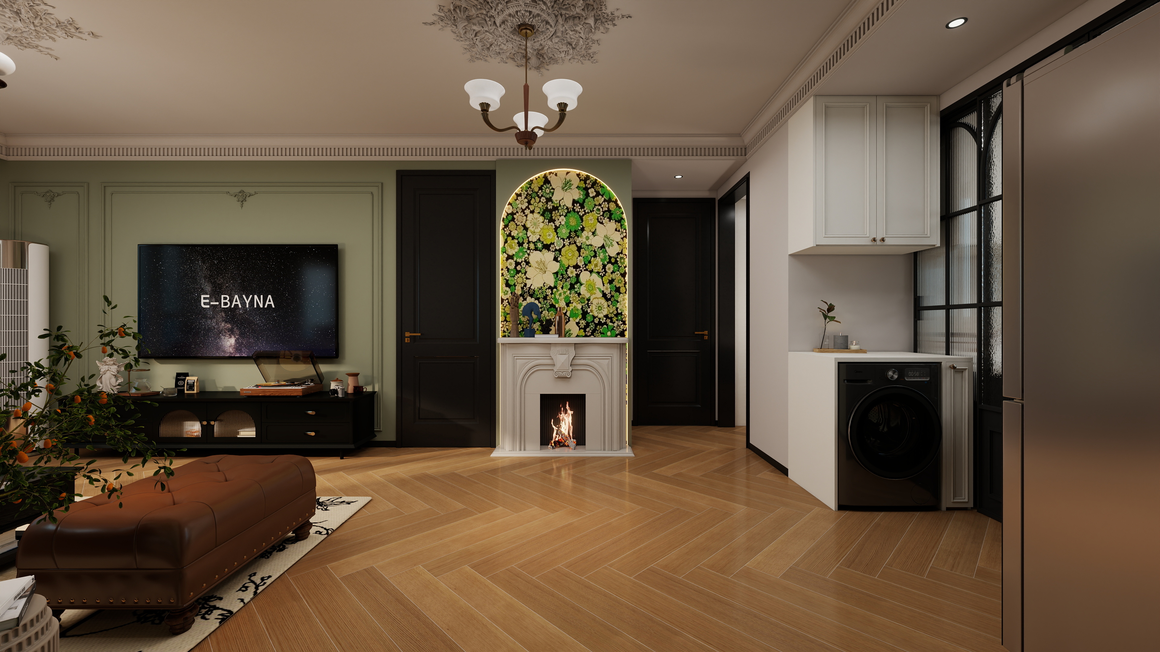 果乐设计-98方复古混搭风格三居室装修效果图