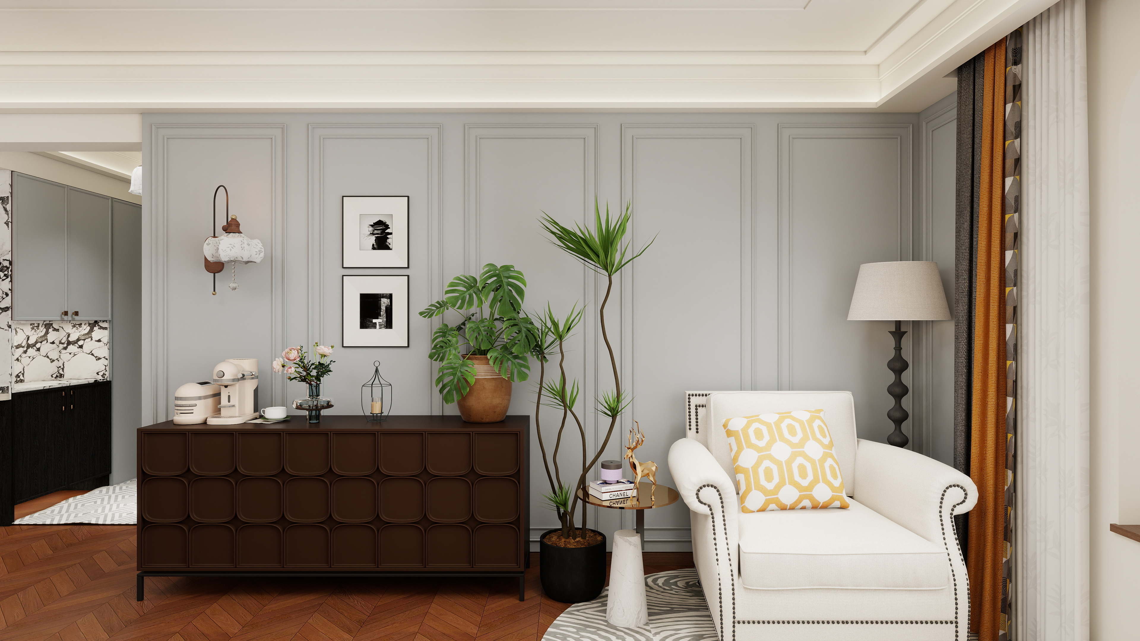 设计师言色-120平米 三室改四室 美式复古自然风-装修设计方案