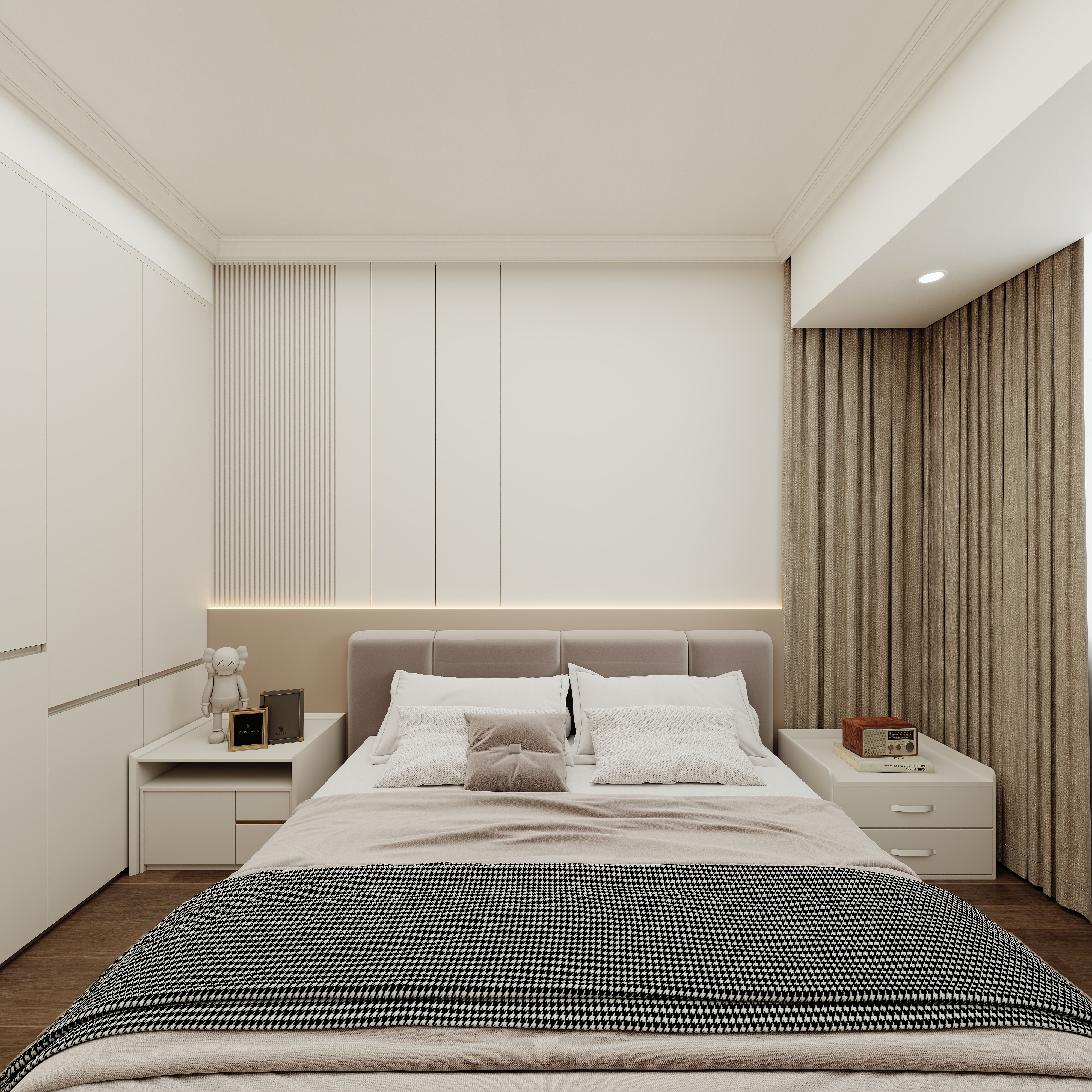 壹诺设计工作室-121㎡3室-现代简约一层主卧装修效果图第3张