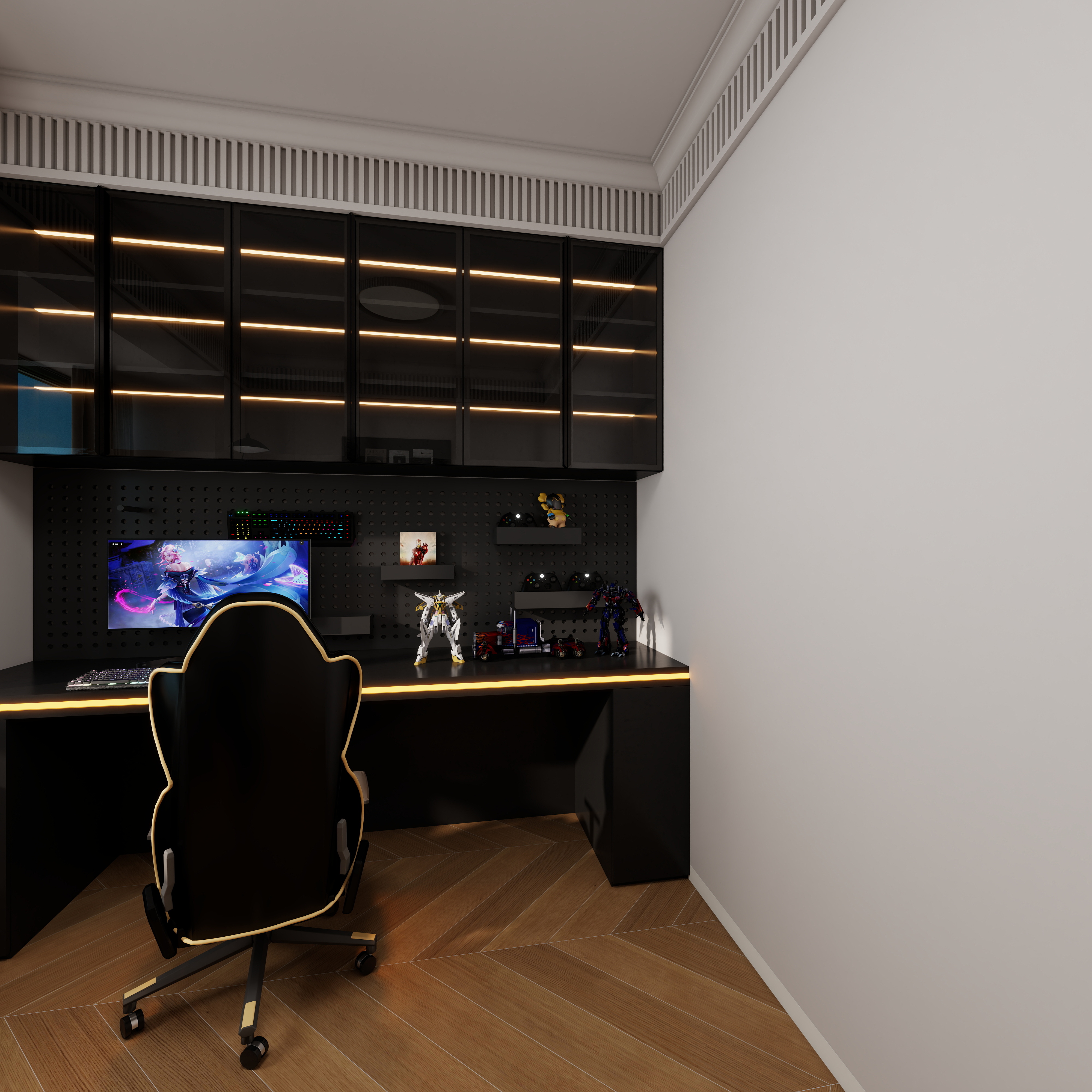 果乐设计-133方法式轻奢风格四居室一层电竞房装修效果图第3张