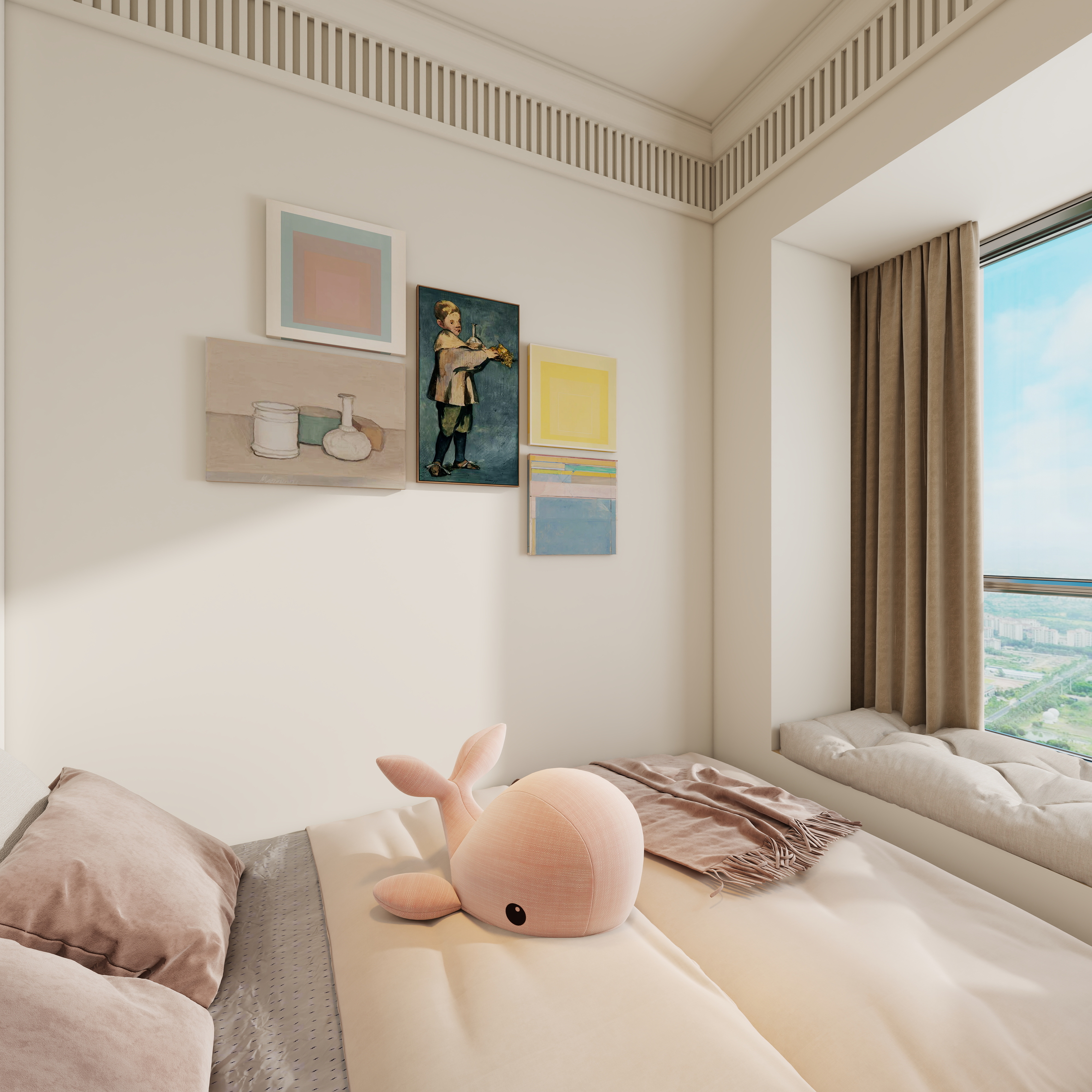 果乐设计-133方法式轻奢风格四居室一层女儿房装修效果图第3张