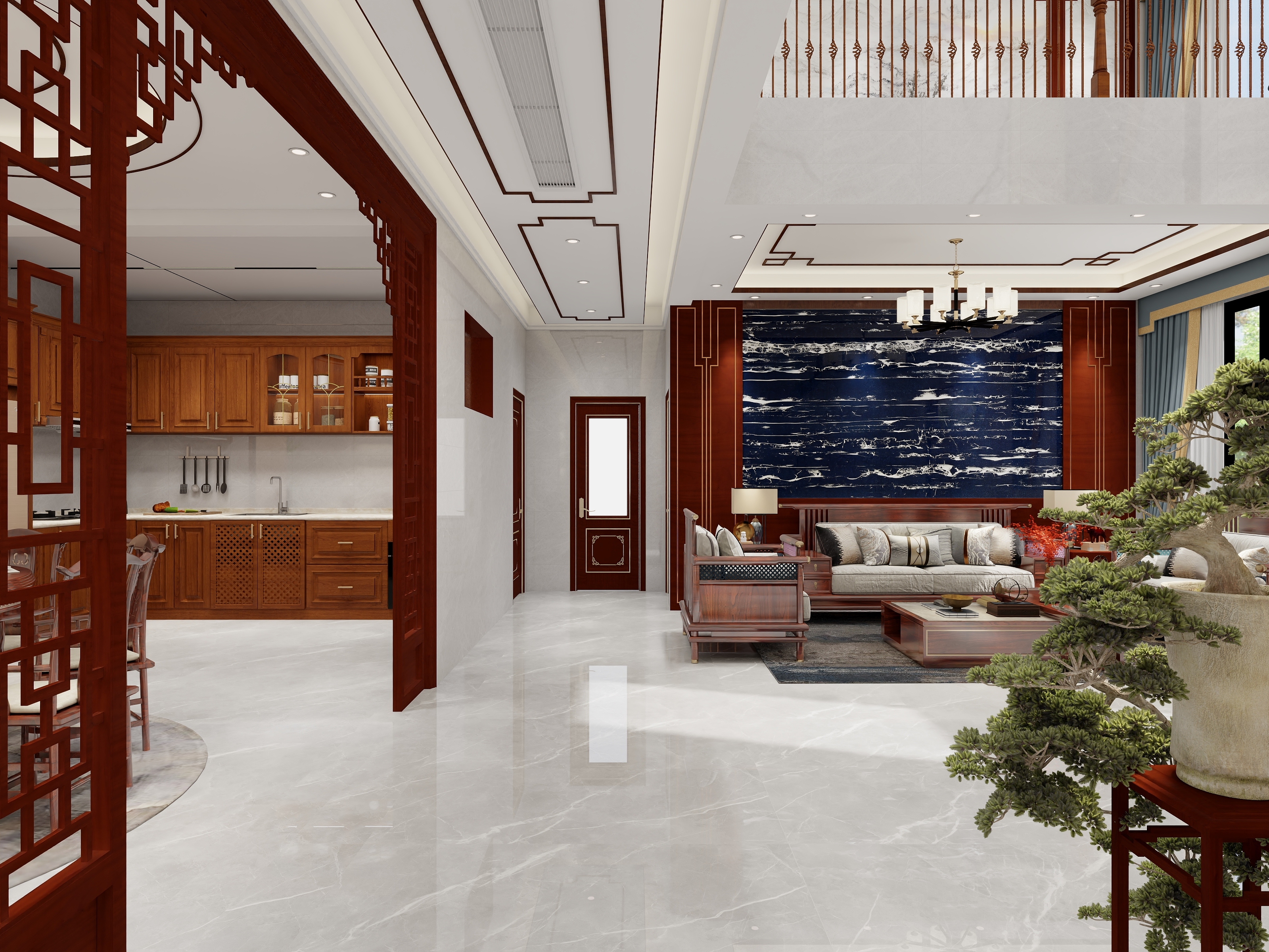 书凡设计--永和装饰-新中式191㎡4室装修效果图