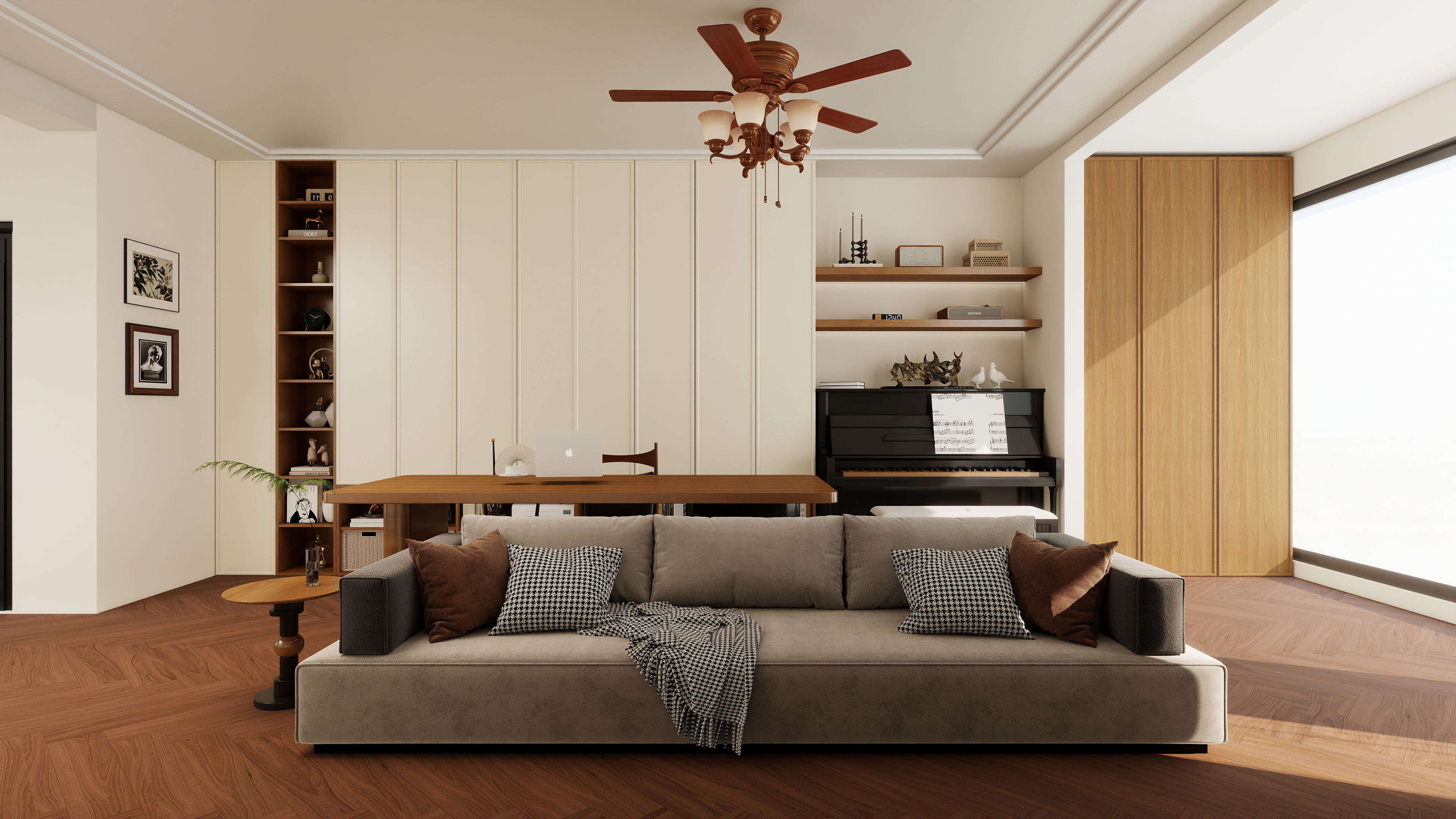 设计师丨周茉-苏州都市花园客餐厅A版布局-装修设计方案