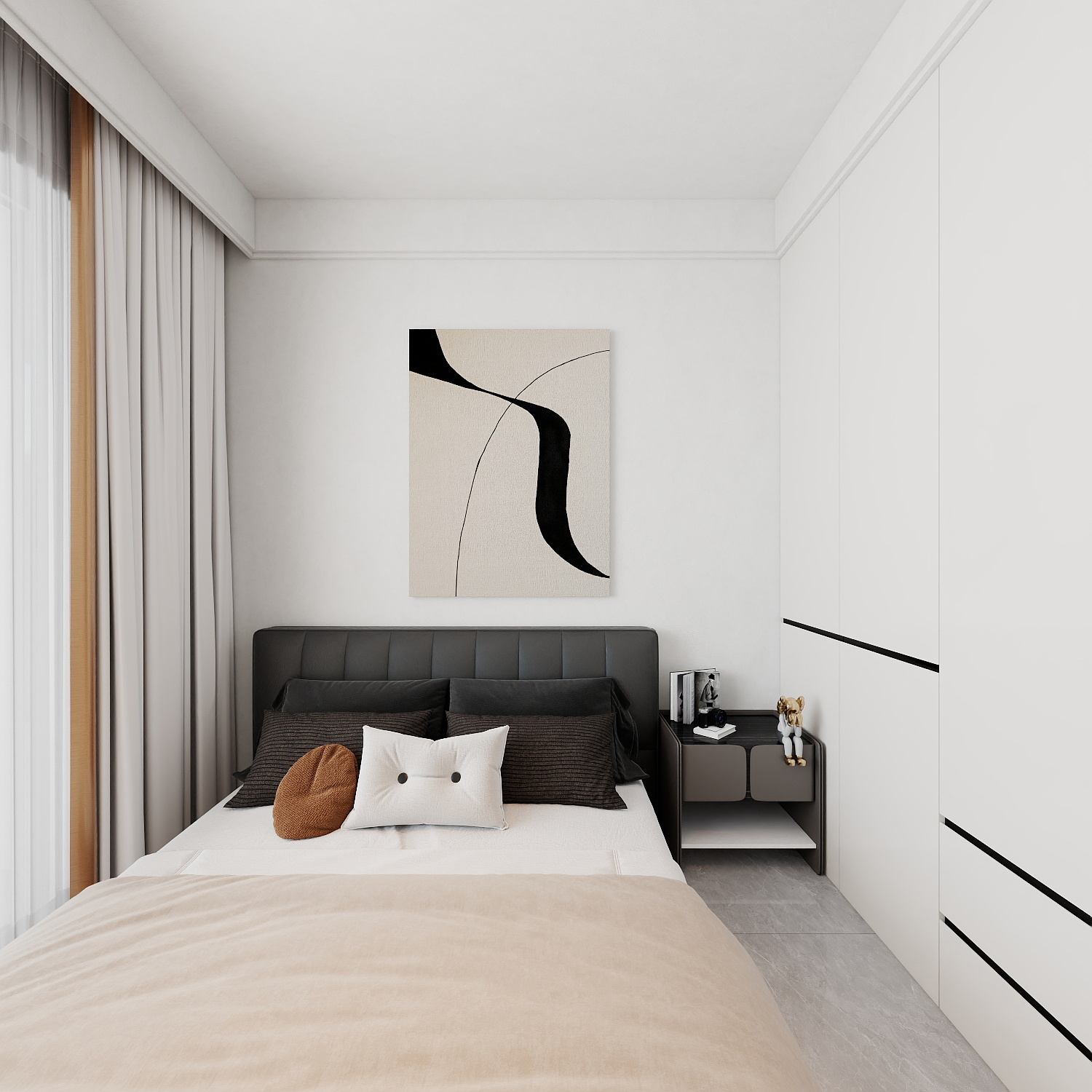 艺雅丽-99平现代简约 一层卧室装修效果图第4张