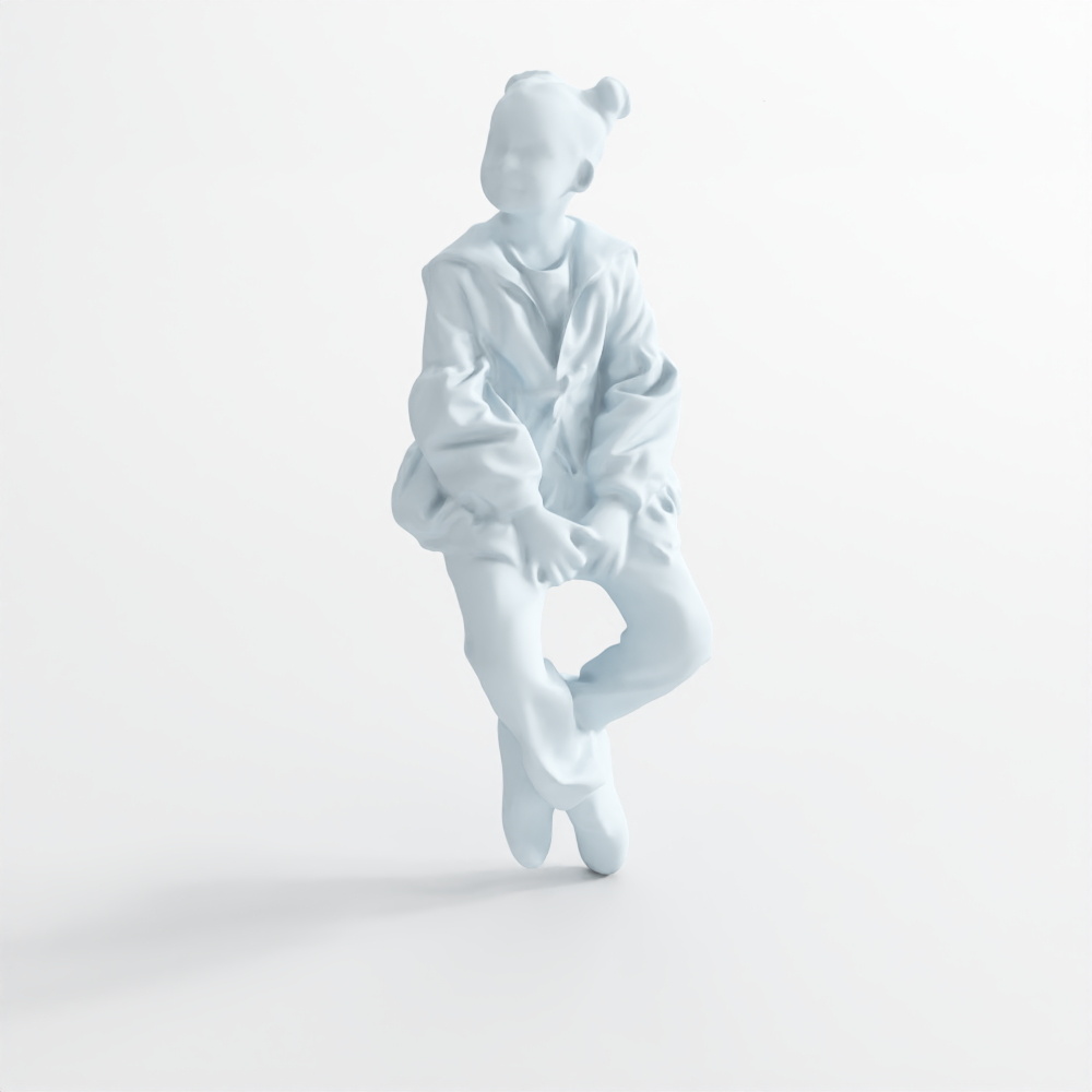 小孩女坐姿103D模型