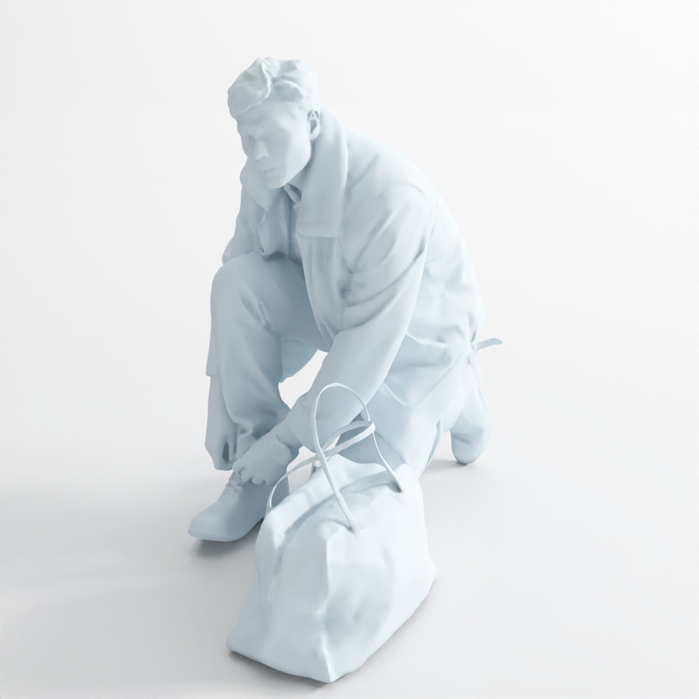 成人男蹲姿73D模型