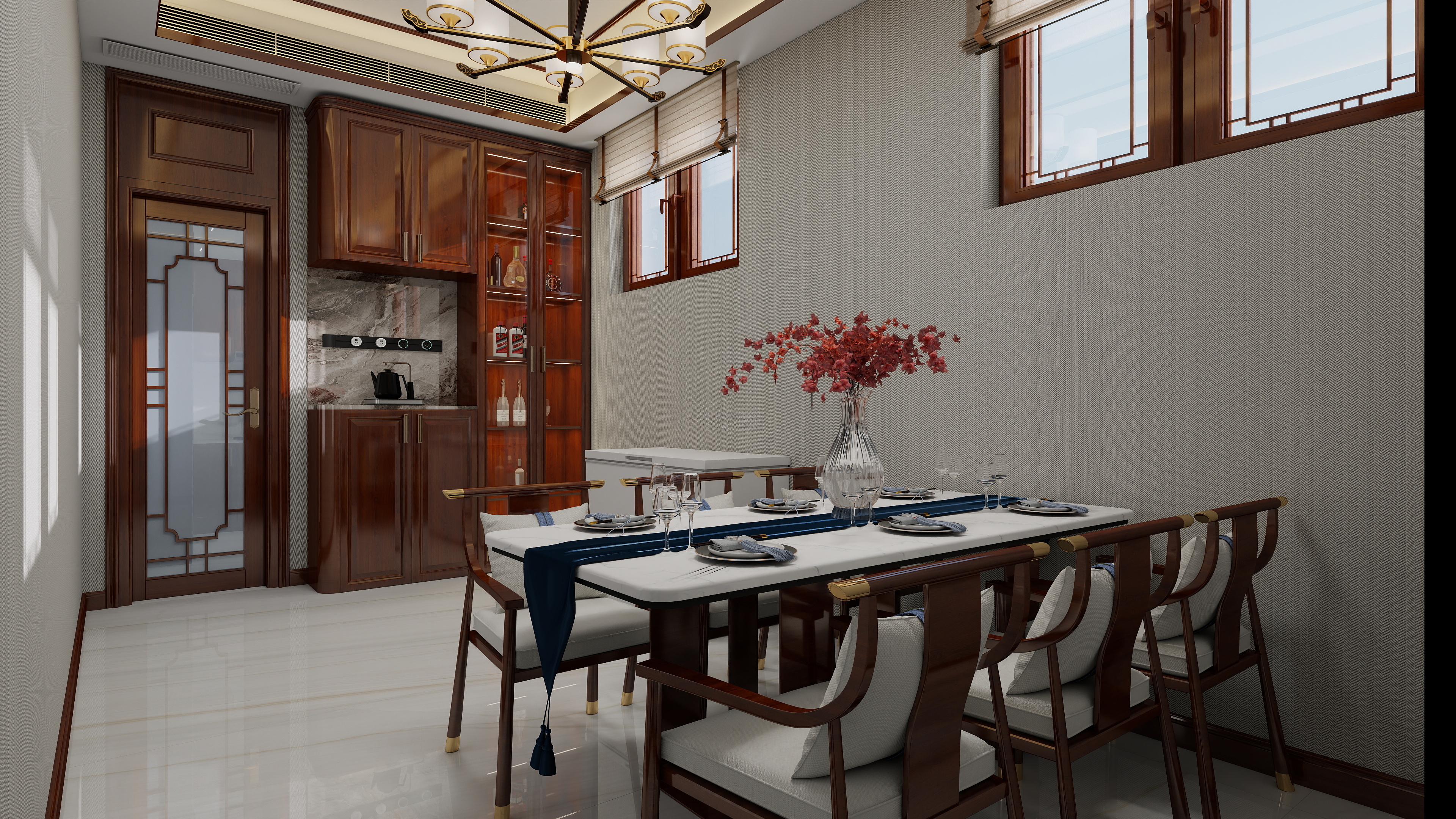 画巢设计工作室-四室中式自建房装修效果图