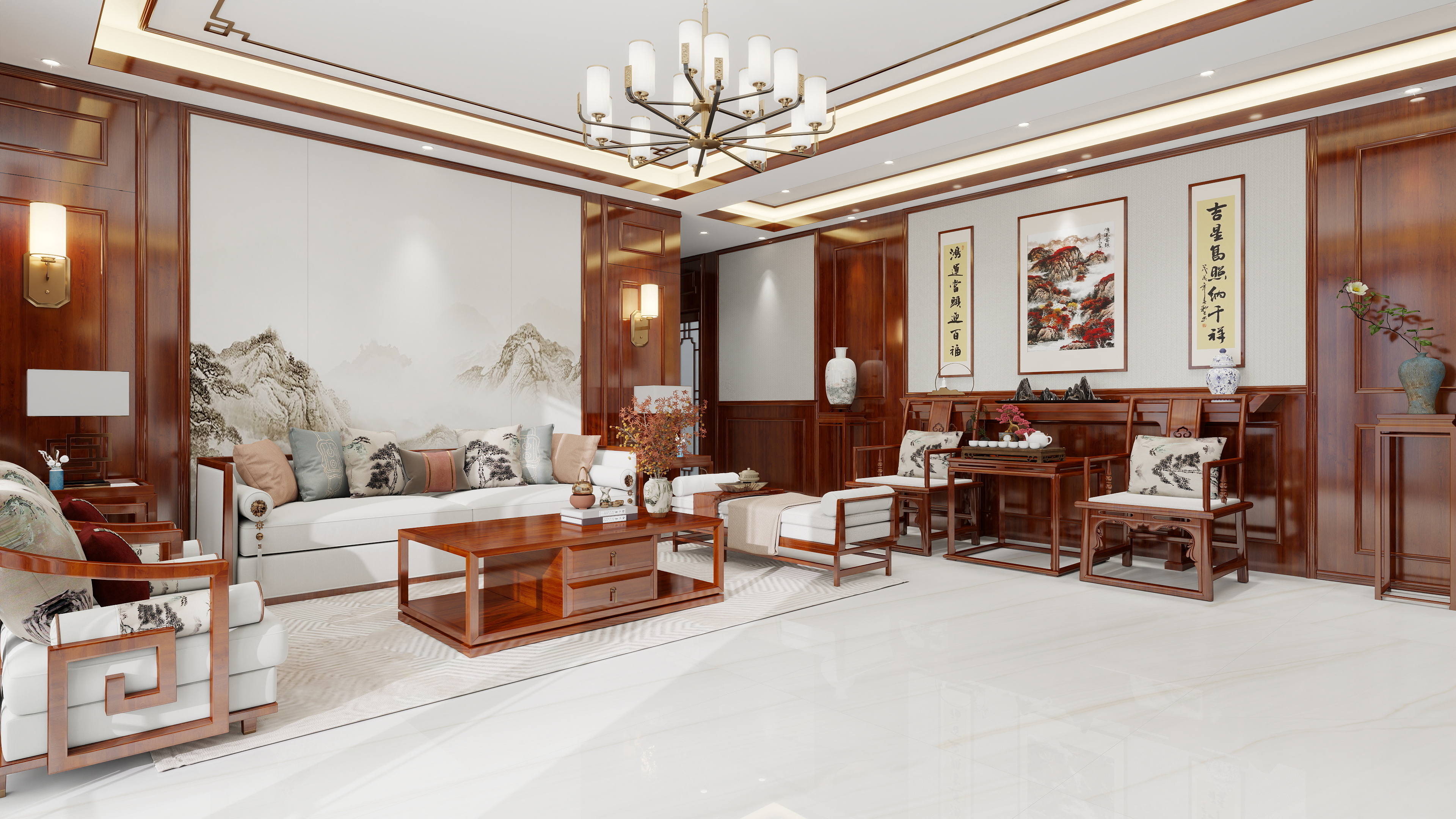 画巢设计工作室-四室中式自建房装修效果图