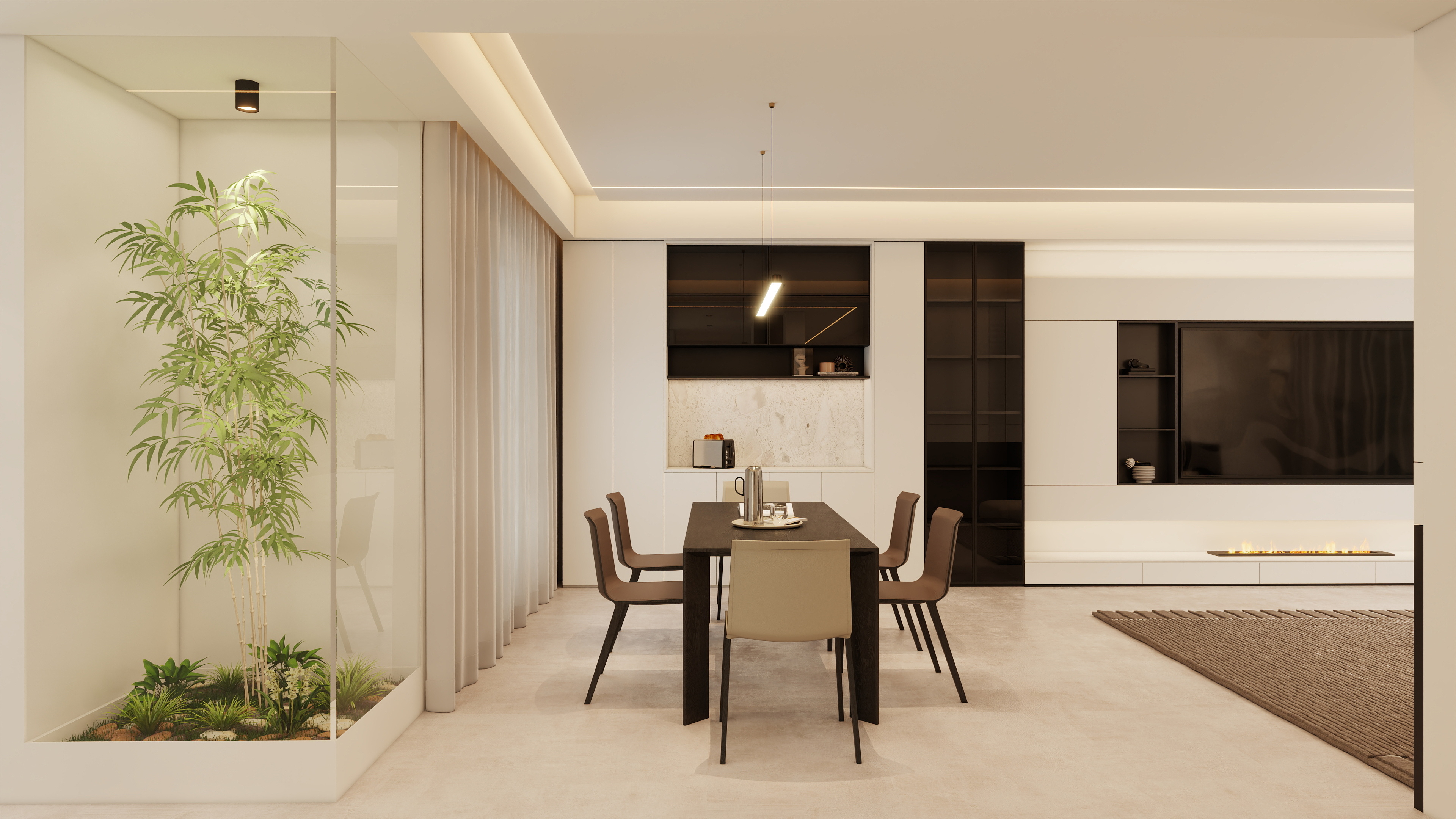 大金空调官方-墨白之间—180㎡四房两厅极简风-装修设计方案