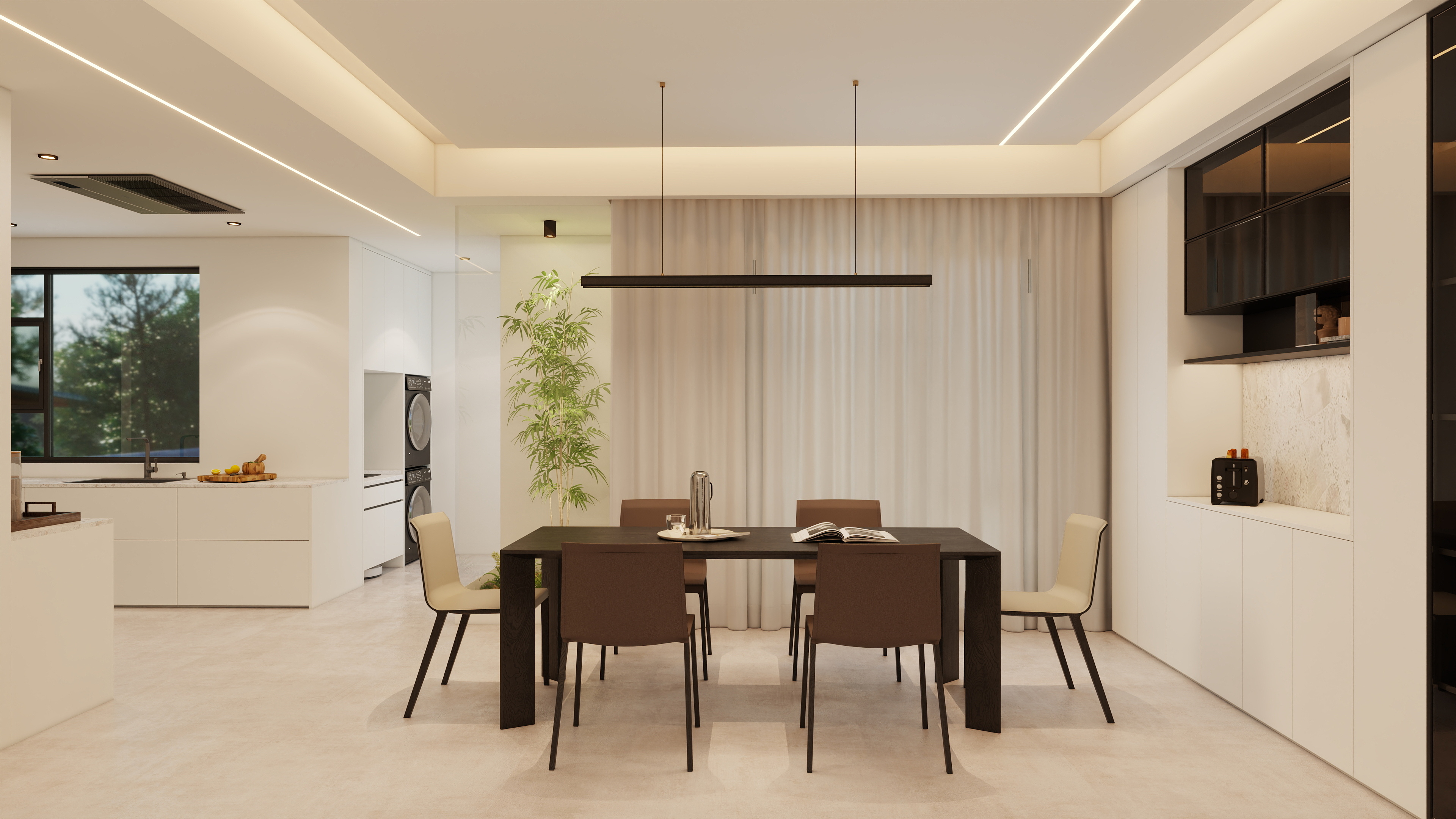 大金空调官方-墨白之间—180㎡四房两厅极简风装修效果图