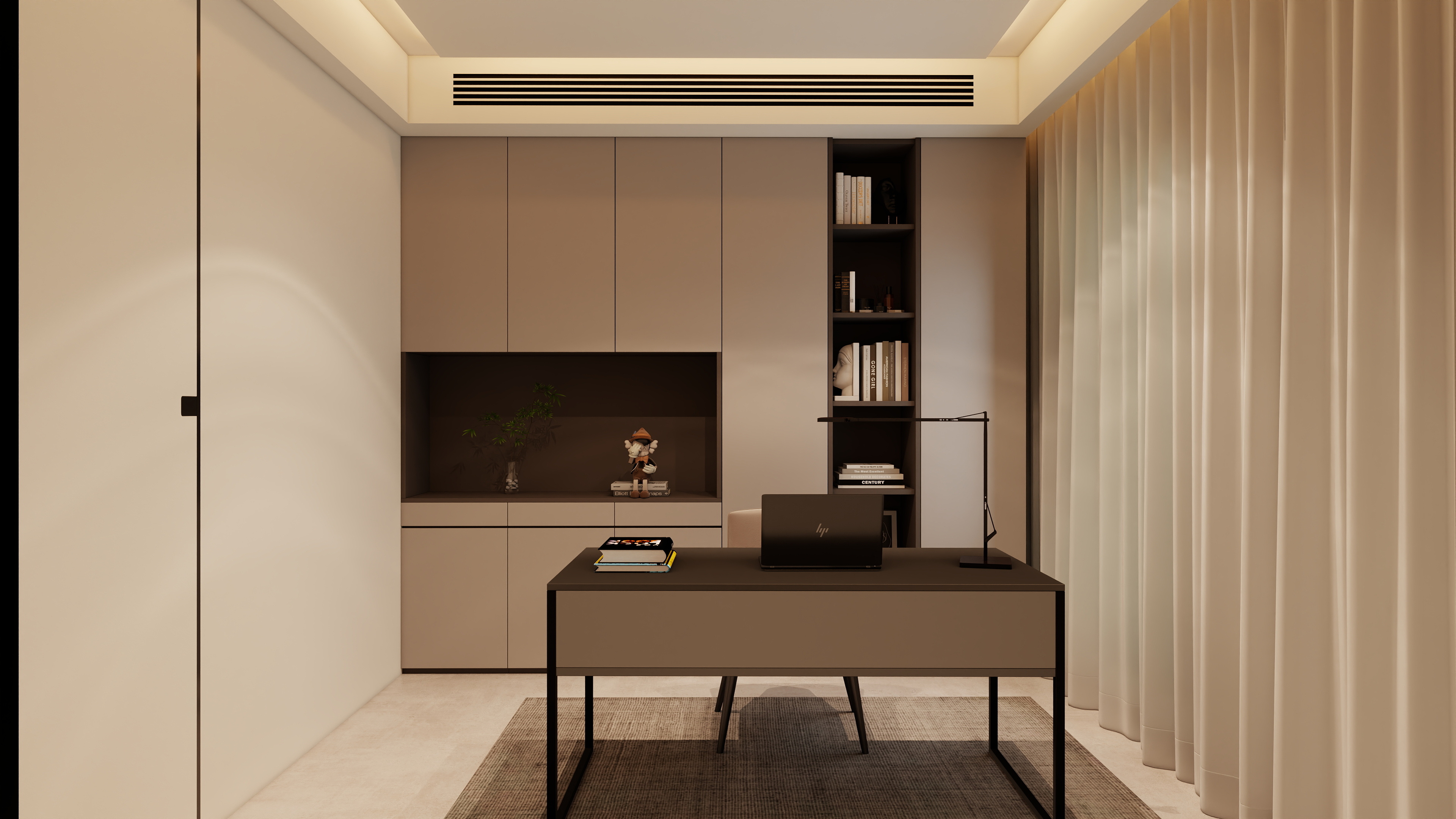 大金空调官方-墨白之间—180㎡四房两厅极简风装修效果图