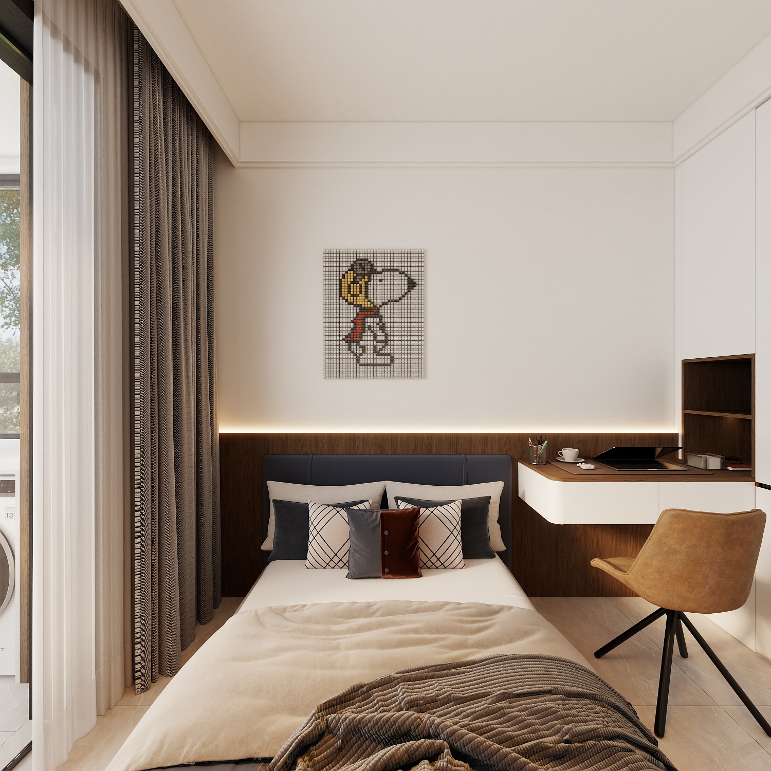 艺雅丽-106平现代简约一层卧室装修效果图第3张