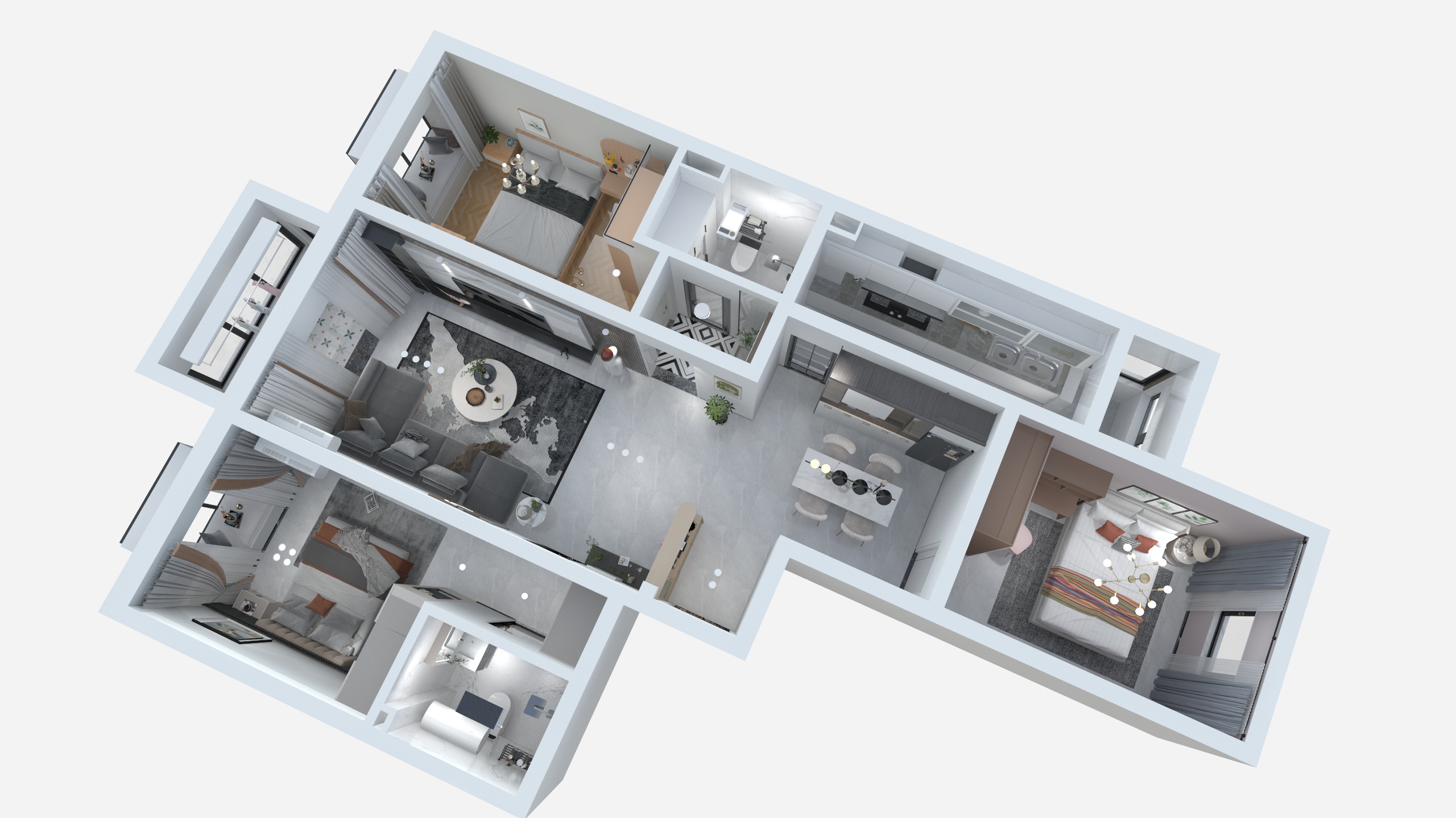 北京艺凡建筑工程有限公司-路东-三居两卫效果图02-装修设计方案