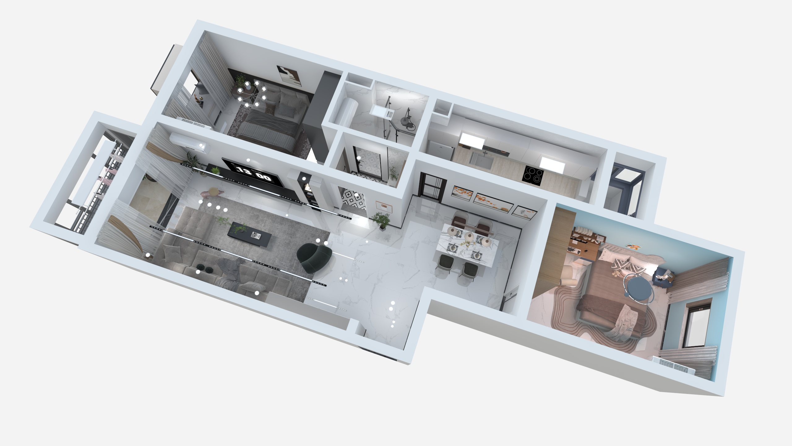 北京艺凡建筑工程有限公司-路东-两居室效果图-装修设计方案