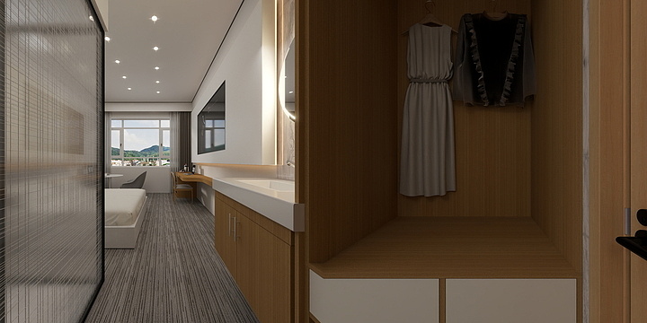 效果图代画-小曹-宾馆大床房-装修设计方案