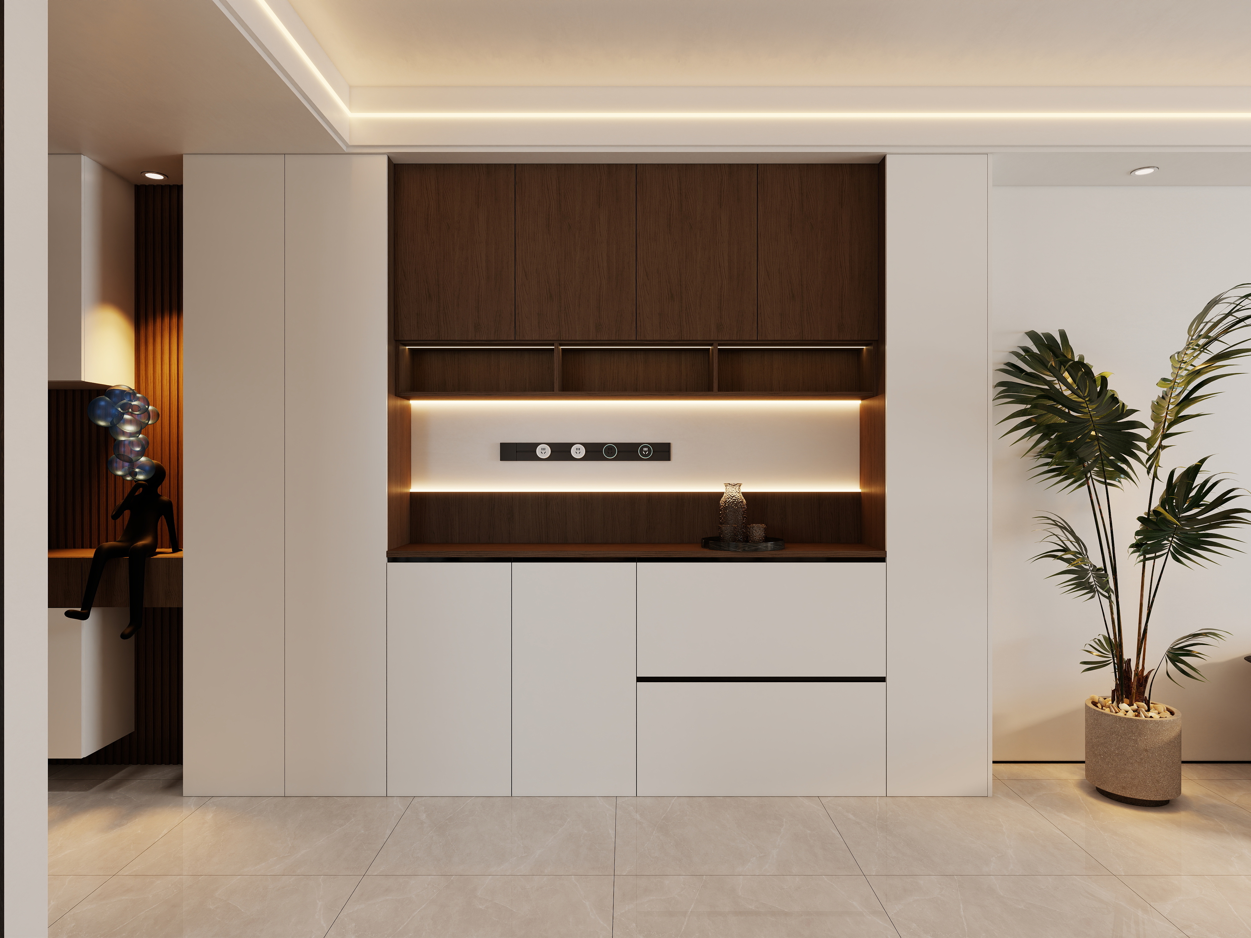 艺雅丽-106平现代简约一层客餐厅装修效果图第3张