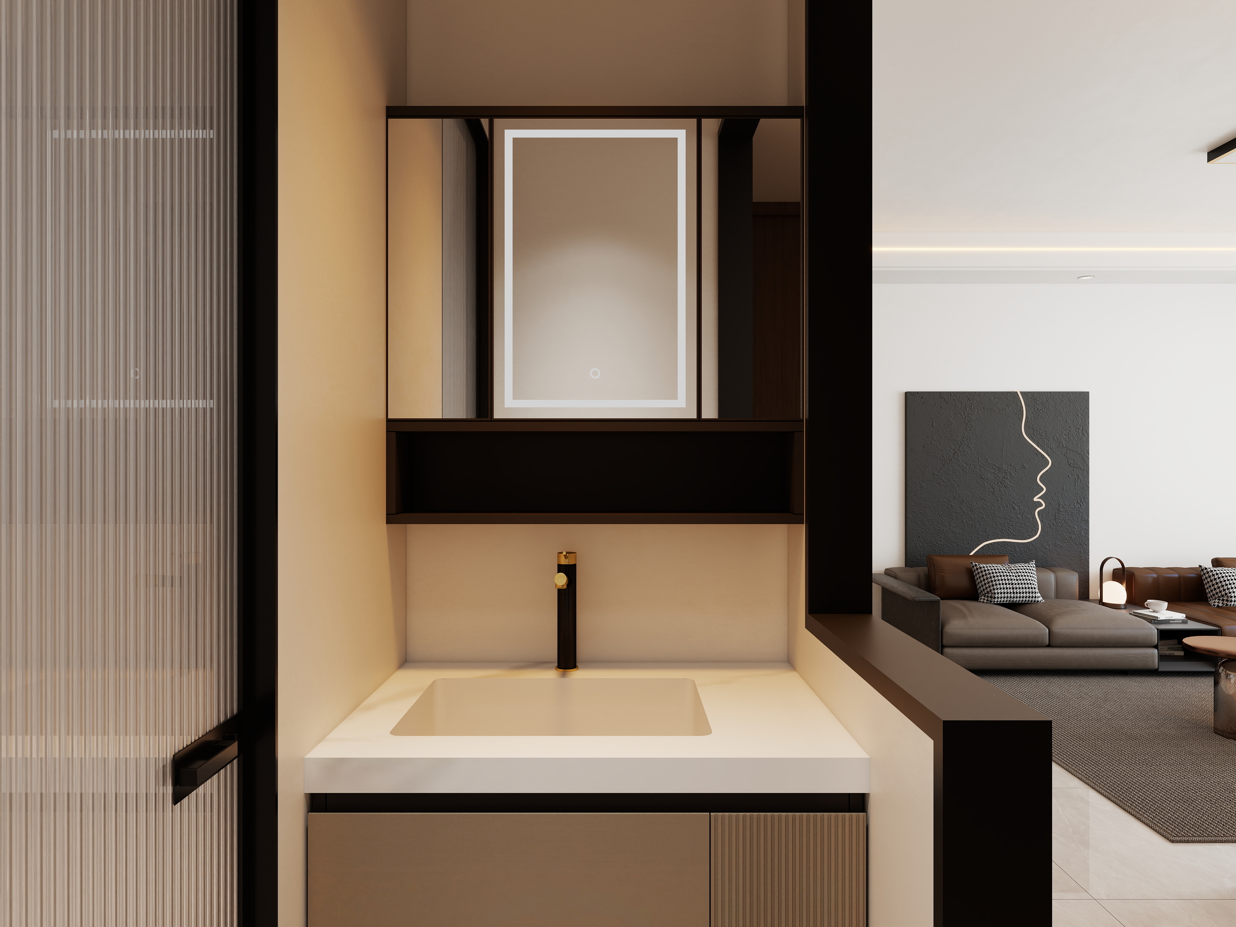 艺雅丽-106平现代简约一层干区装修效果图第1张