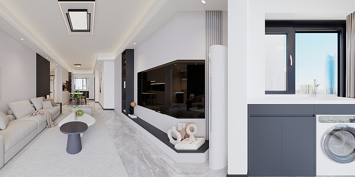 效果表现工作室-现代黑白灰-装修设计方案