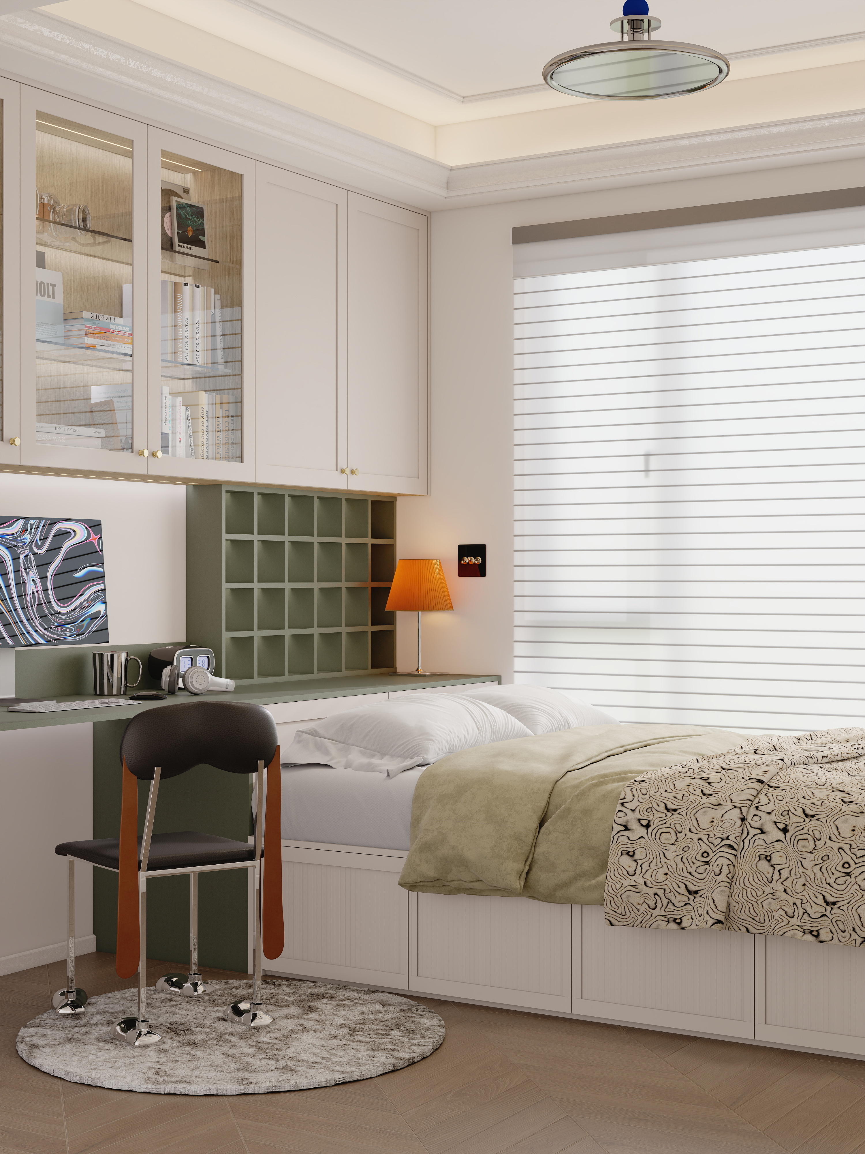 点点设计.-绿调法式婚房的氛围感装修效果图