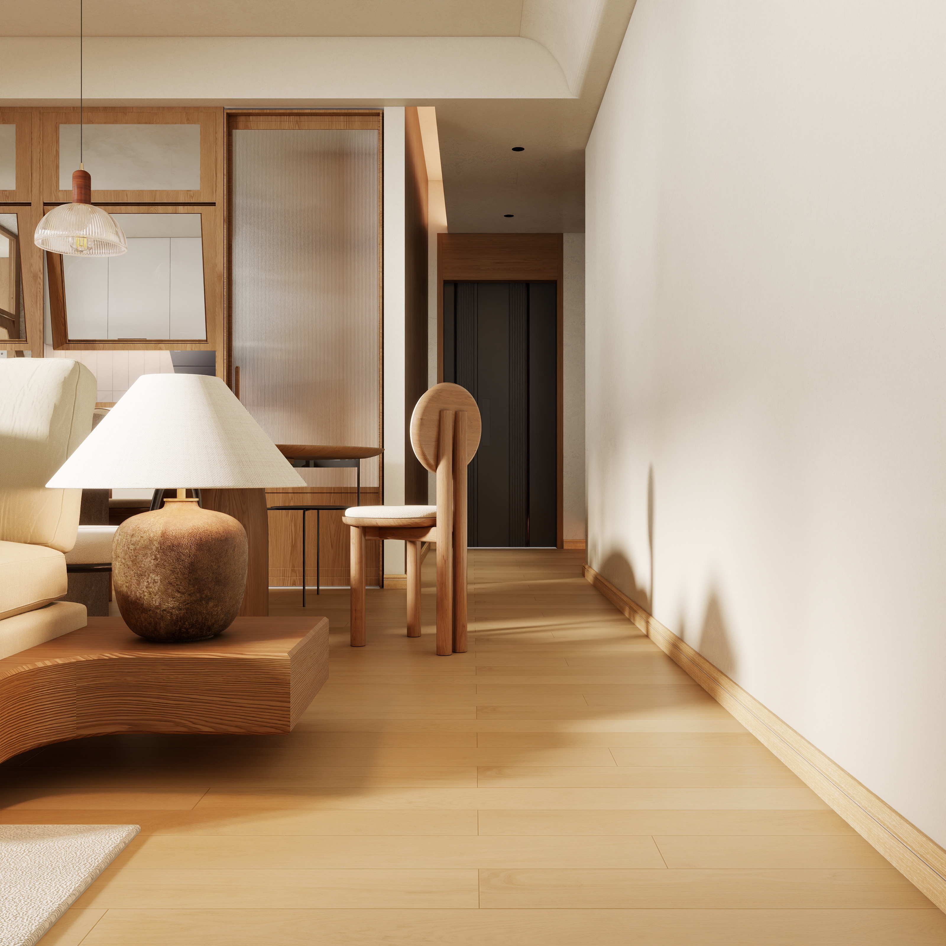 骑摩托的装修仔-天铂：《原木风》：113㎡3室装修效果图