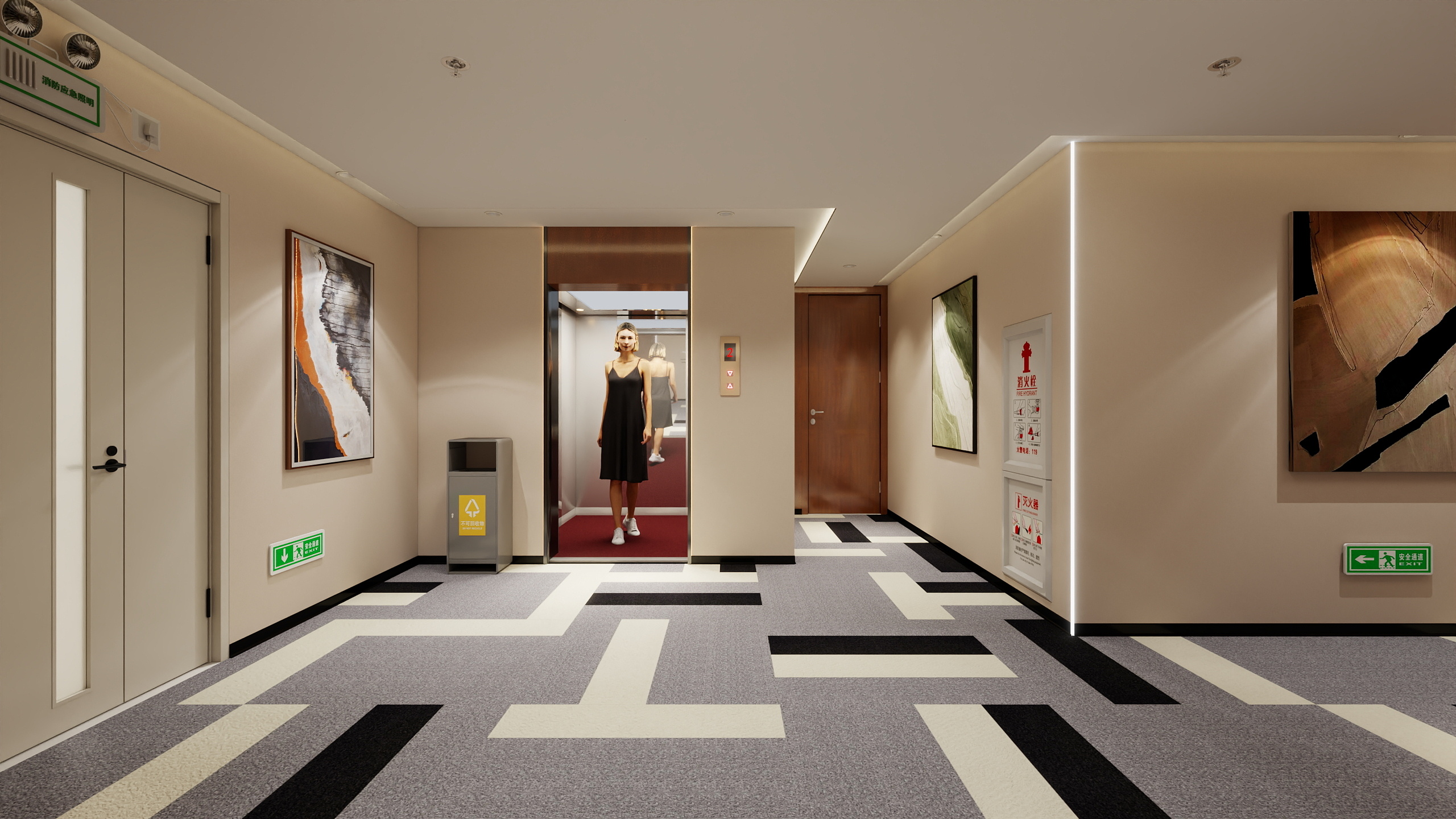 神马云在线-380平自建便捷酒店客房标准层-装修设计方案