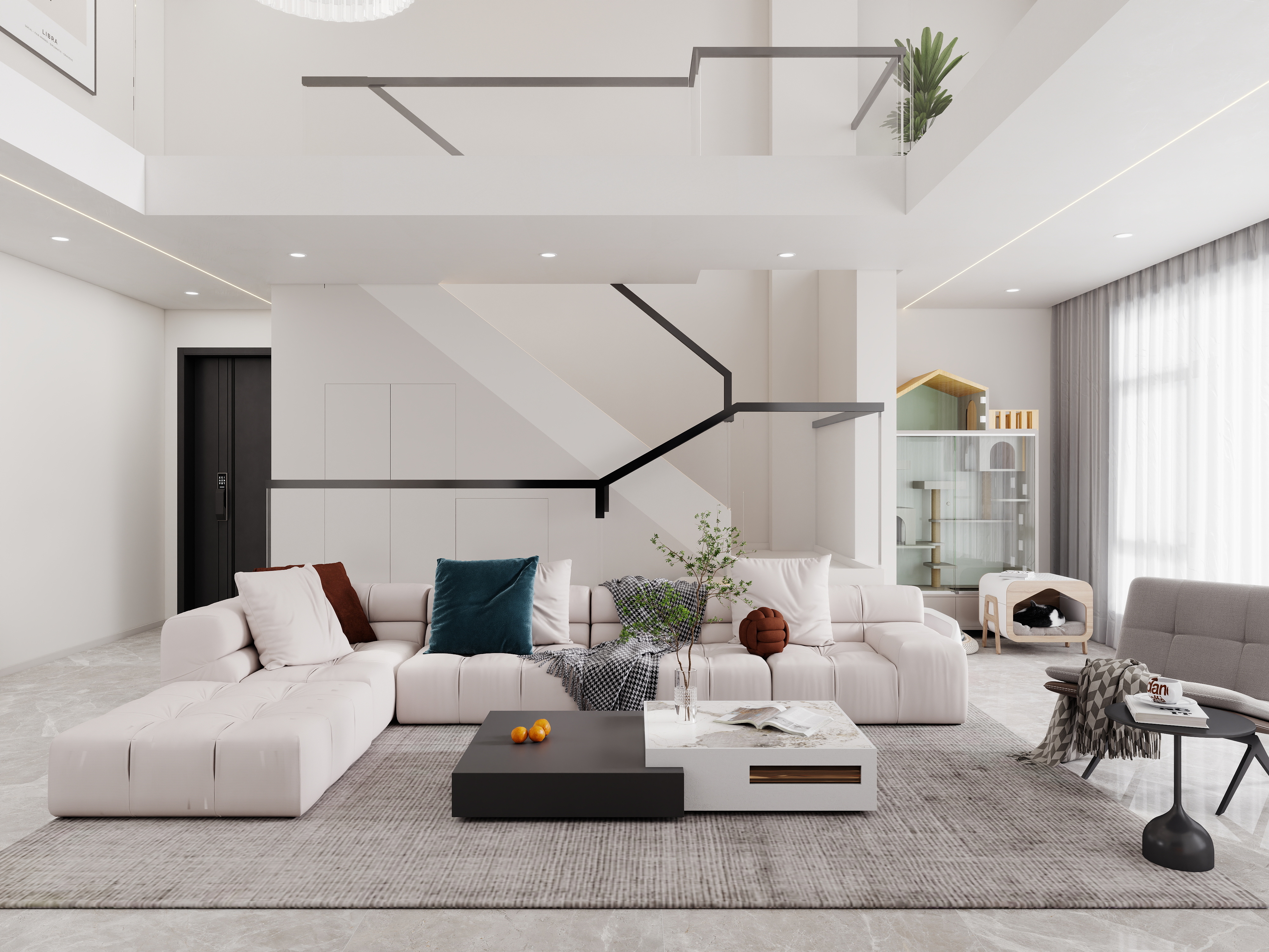 壹诺设计工作室-现代简约 -二层别墅 装修效果图