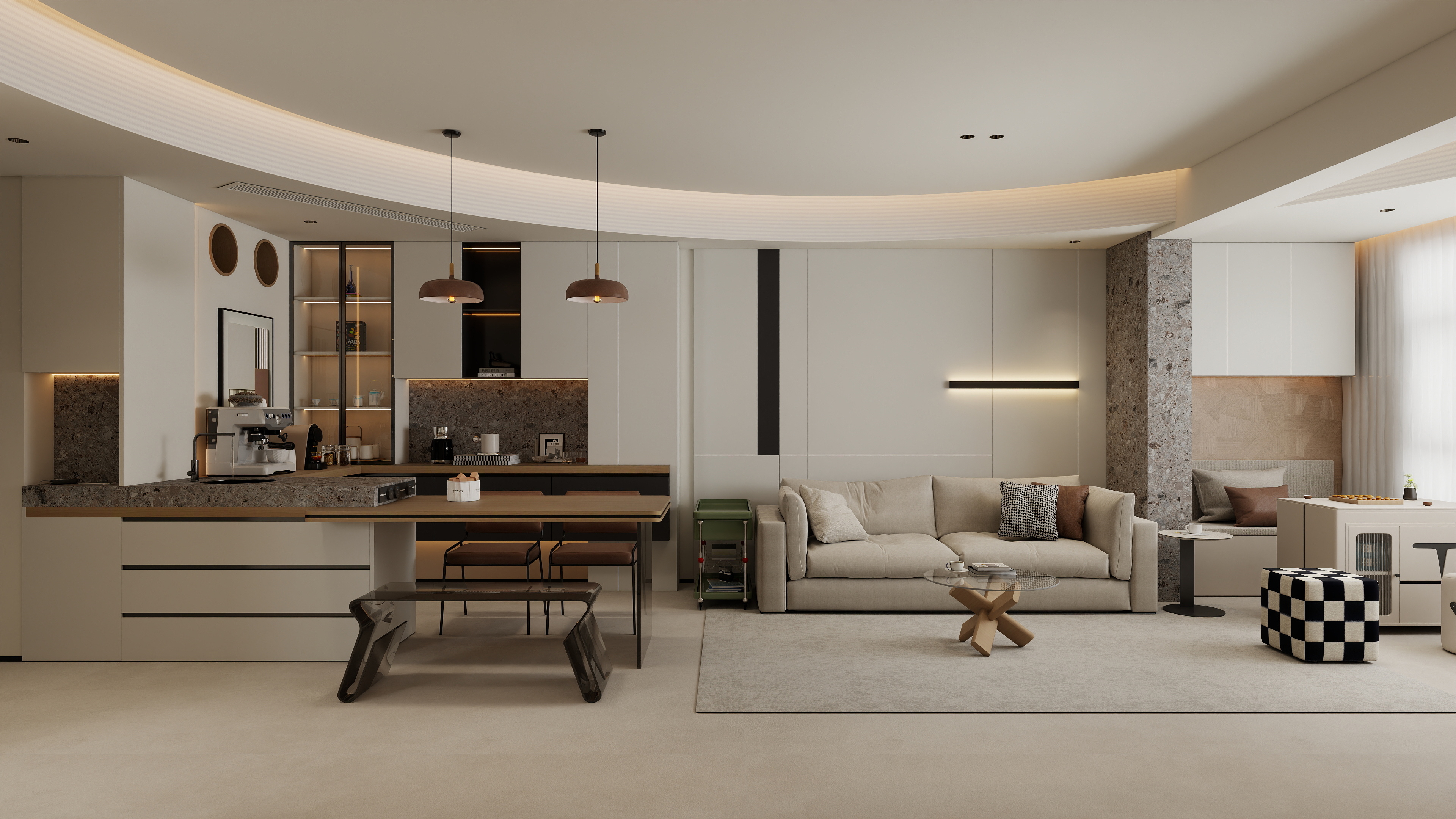 张煜强煜境设计-121平米现代极简三房装修效果图