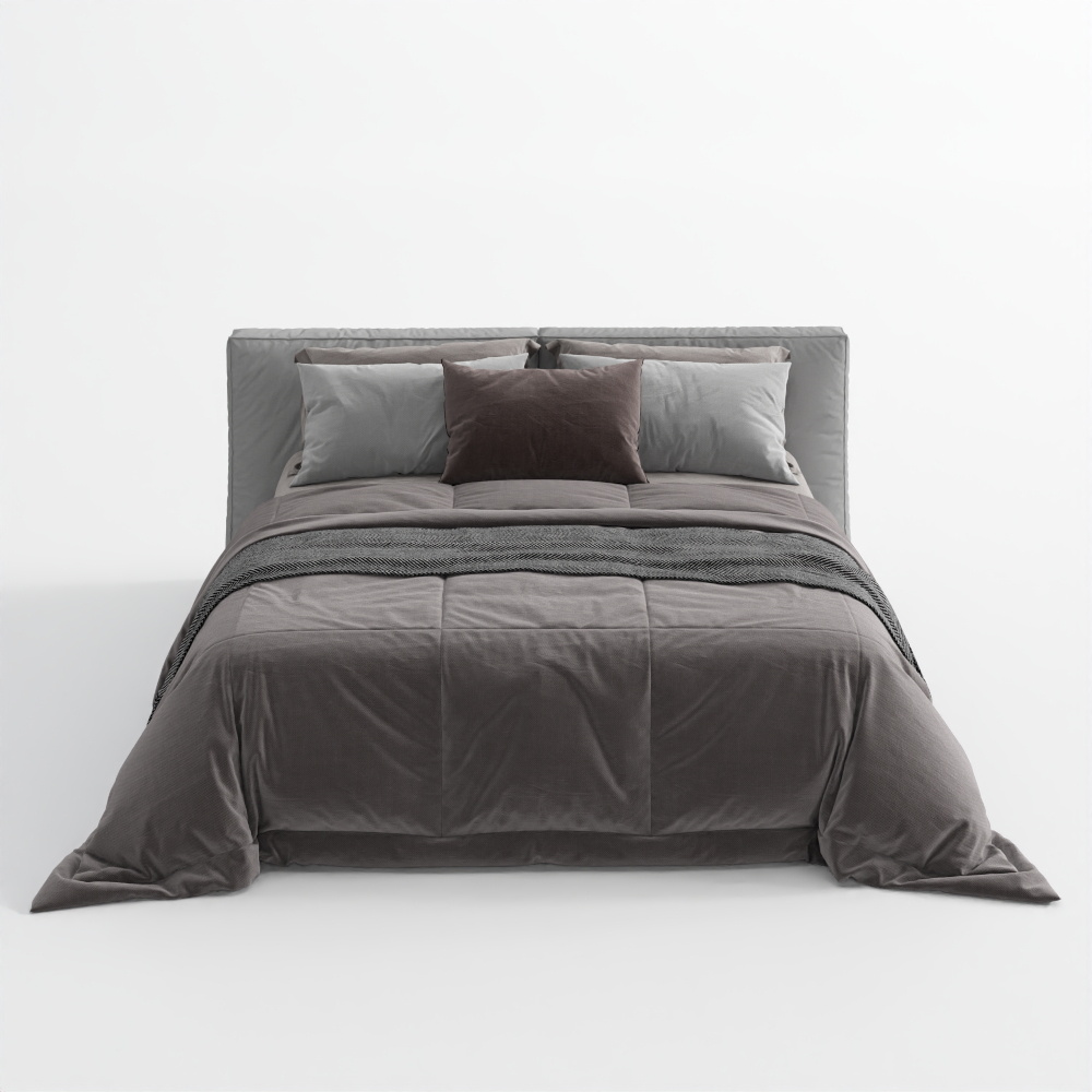 蓬松床品双人床3D模型