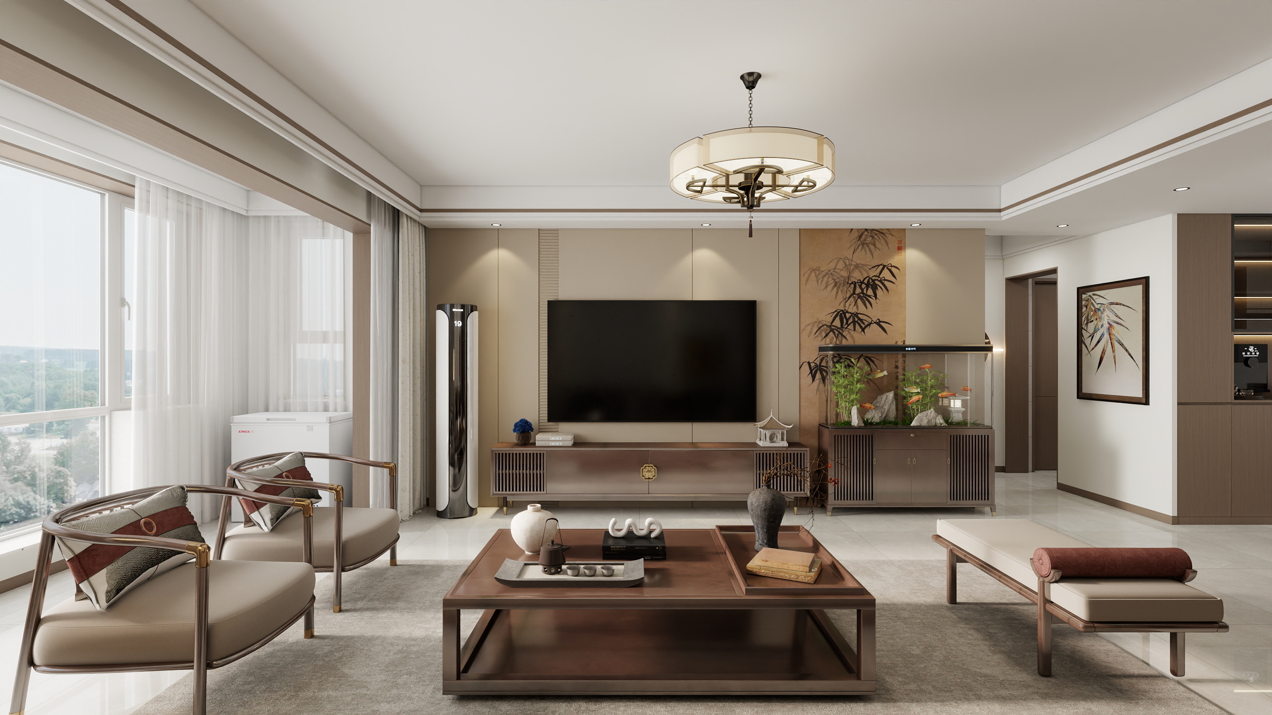 李青越-127平方新中式三居室装修效果图