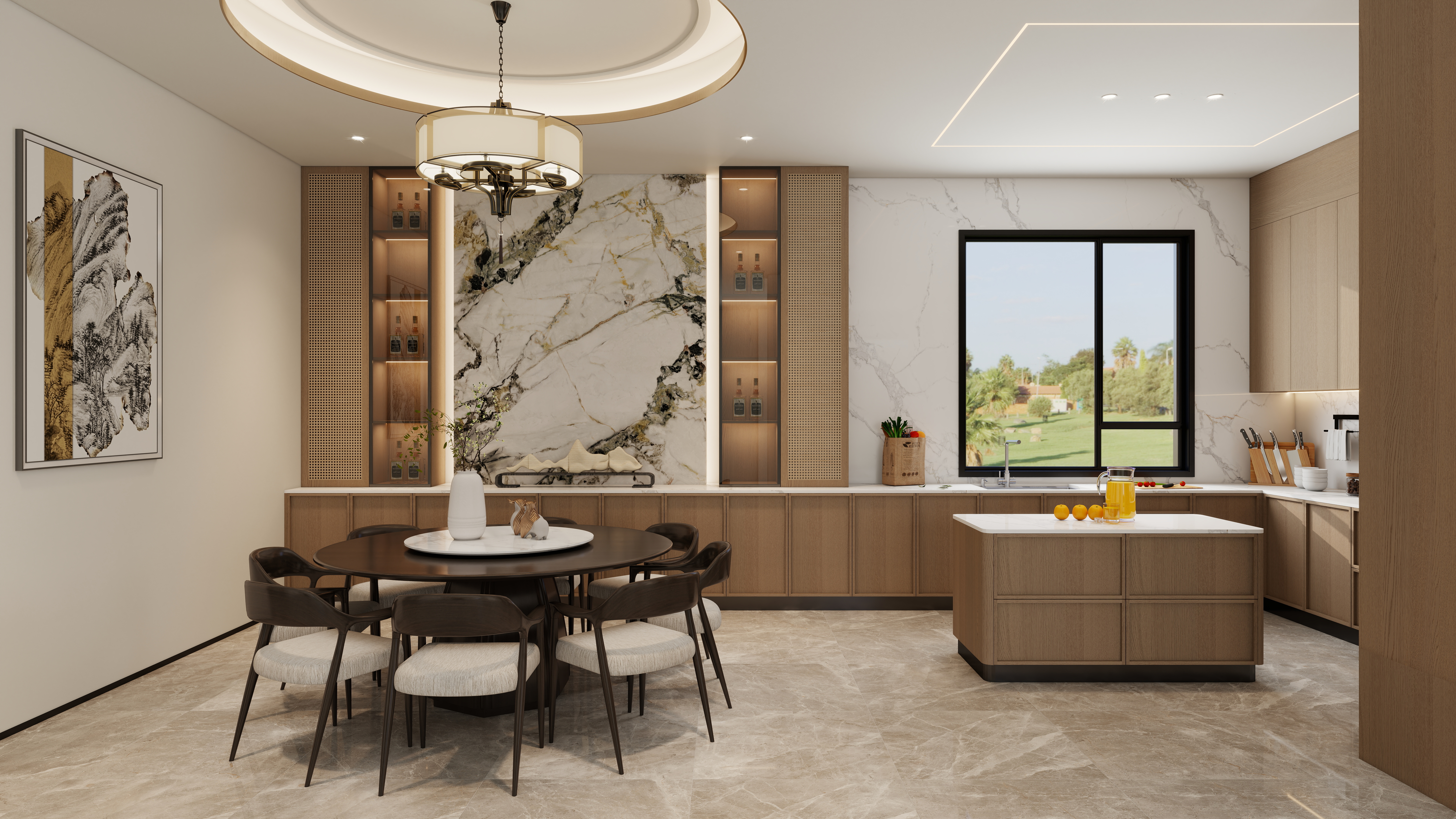 孙有权-『2025-8』30平丨新中式餐厅厨房装修效果图