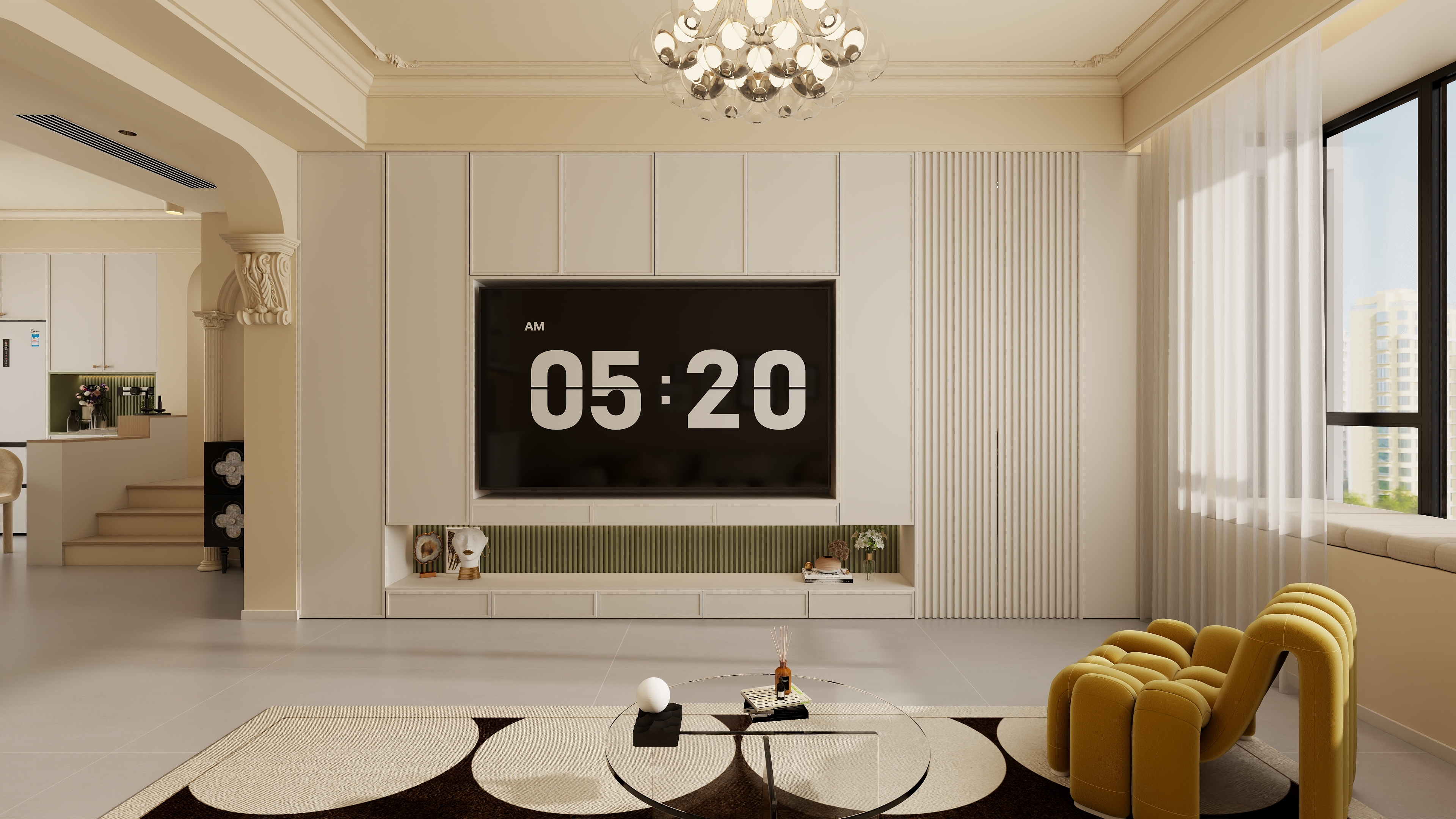 星空设计500一套-奶油134㎡2室装修效果图