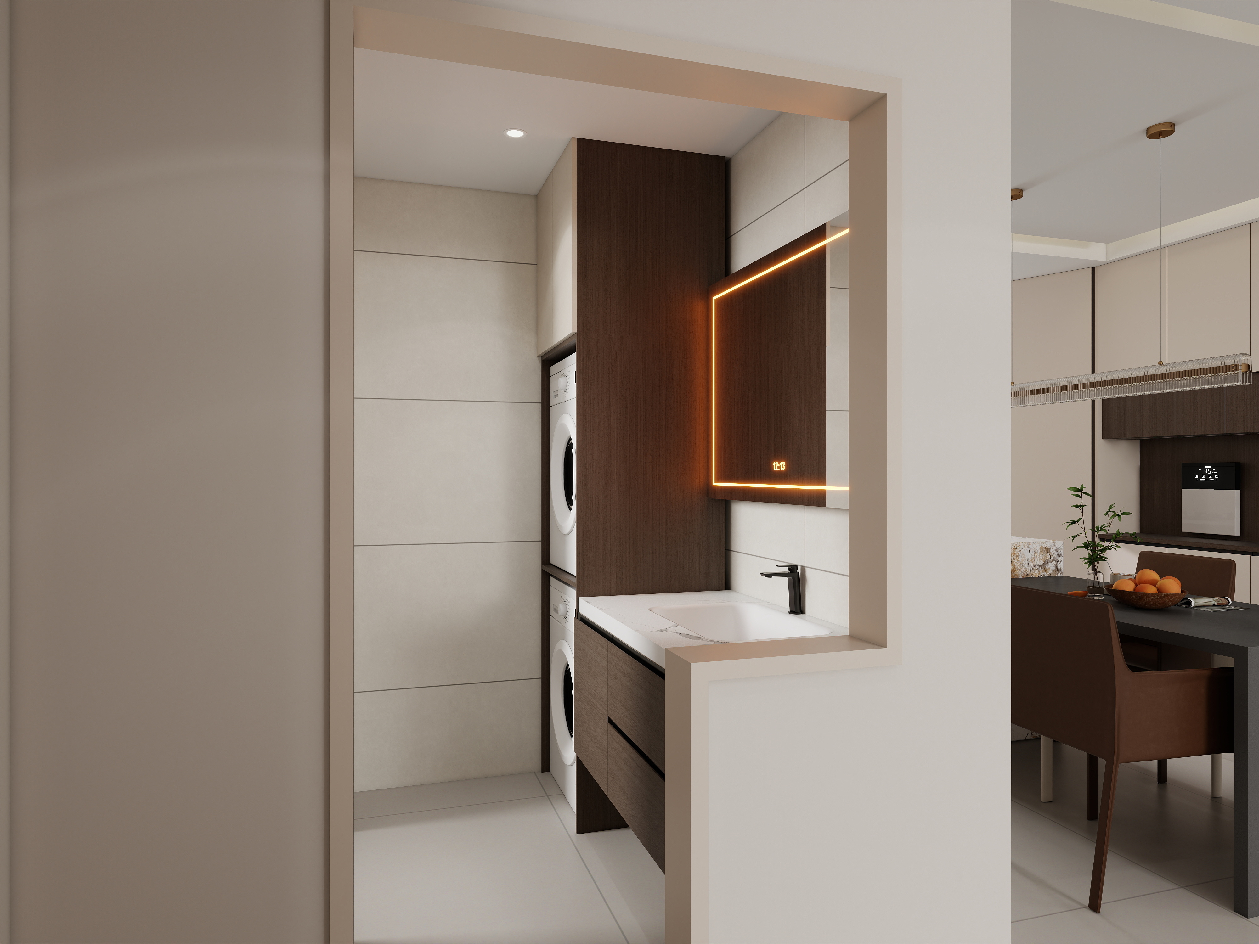 李青越-129.07m²现代中古三室装修效果图