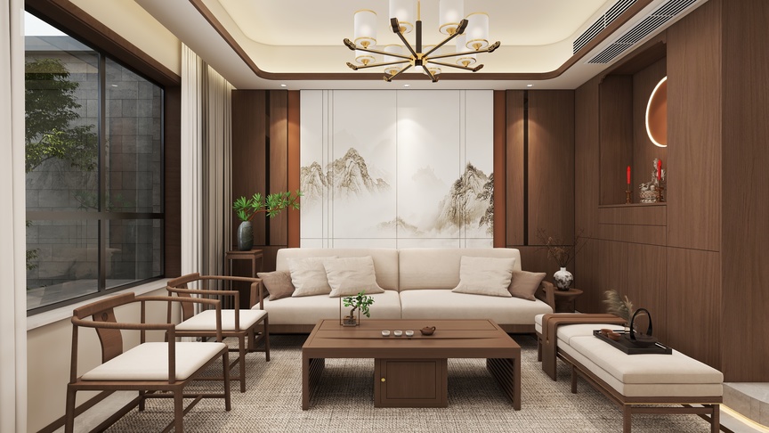 星空设计工作室Design-新中式87㎡装修效果图