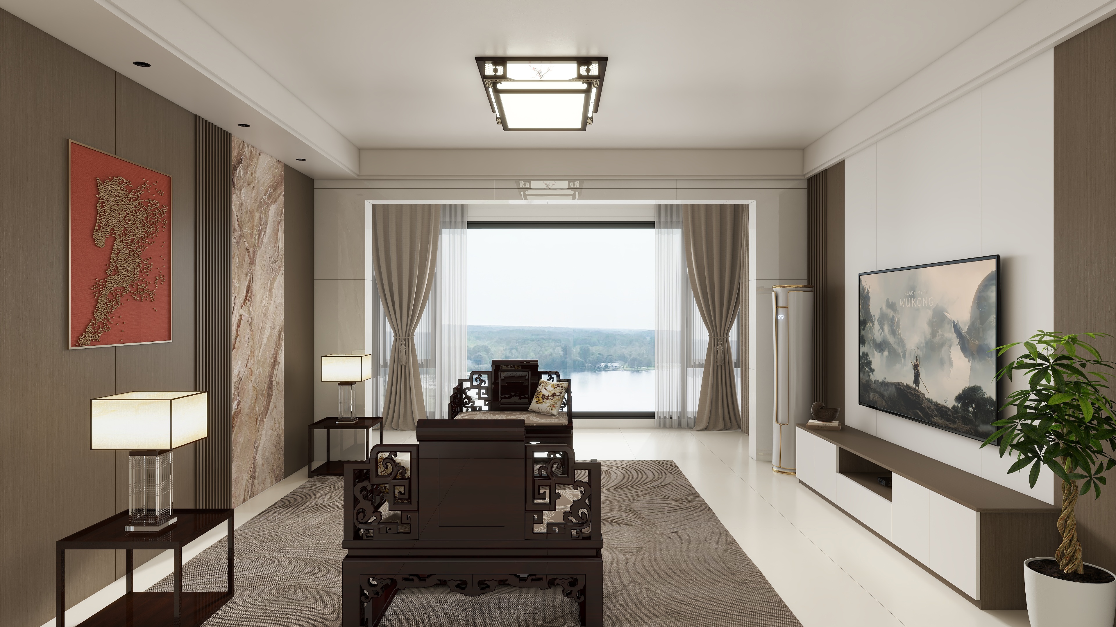 星空设计500-新中式156㎡4室装修效果图