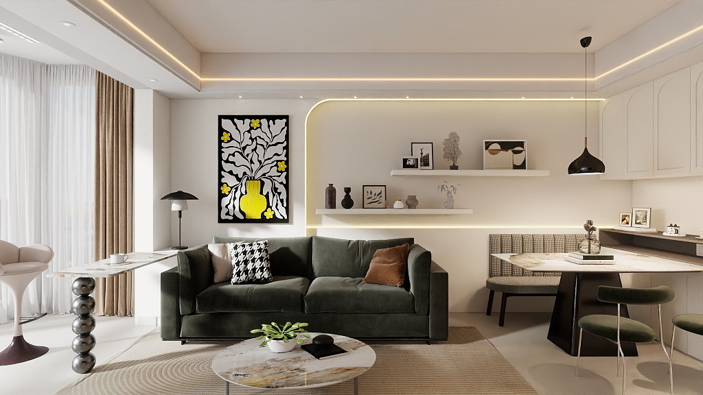 喵小妮爱家居-玫瑰园E栋2厅83方-装修设计方案