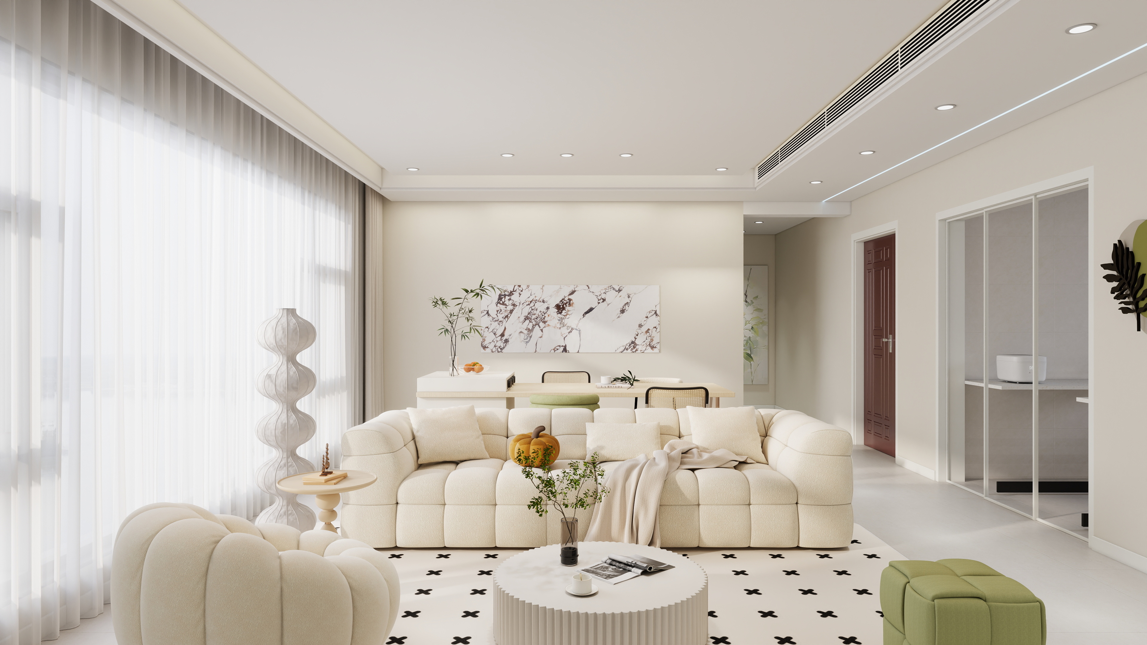 星空设计500-奶油121㎡2室装修效果图