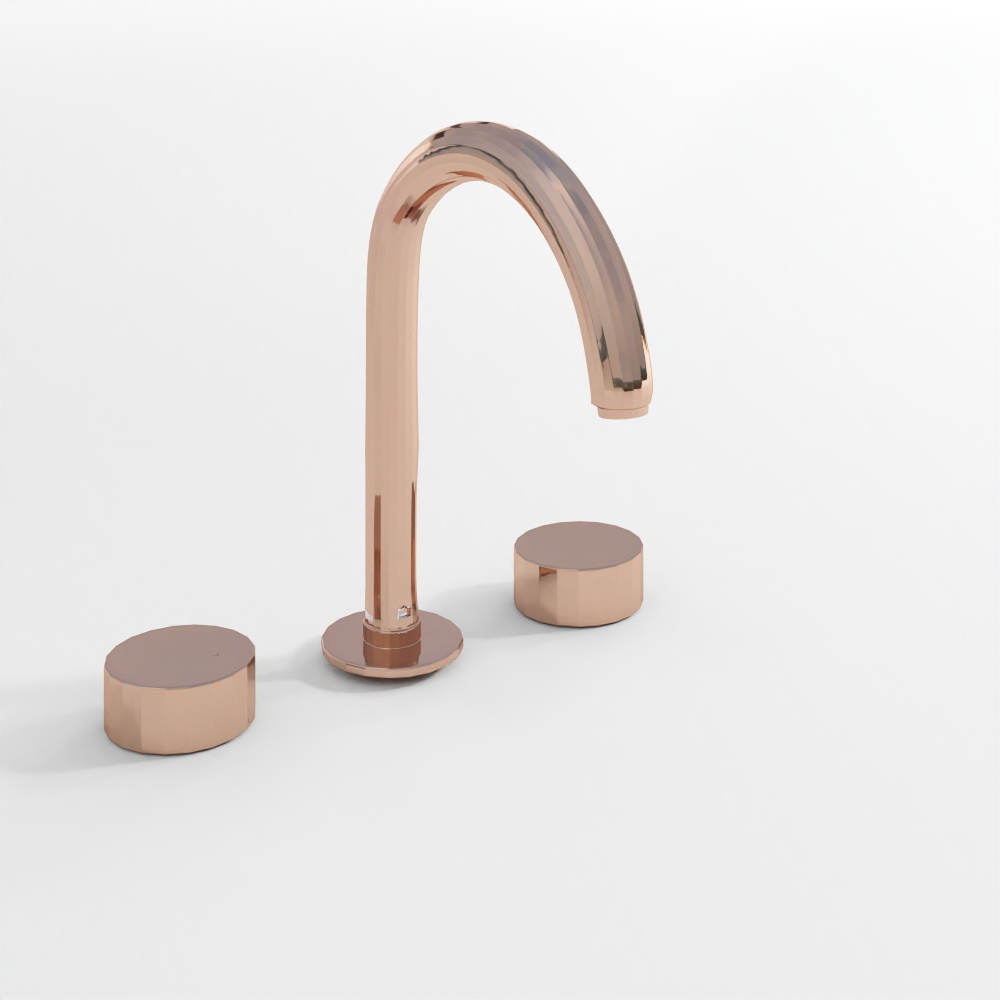 3-Hole Basin Mixer with Pipe Spout - Blush Gold PV3D模型