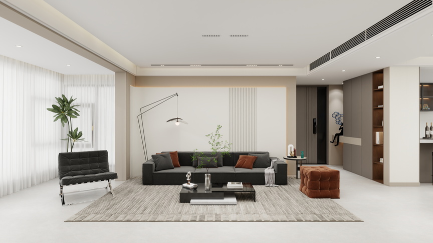 星空设计工作室Design-现代简约176㎡4室装修效果图