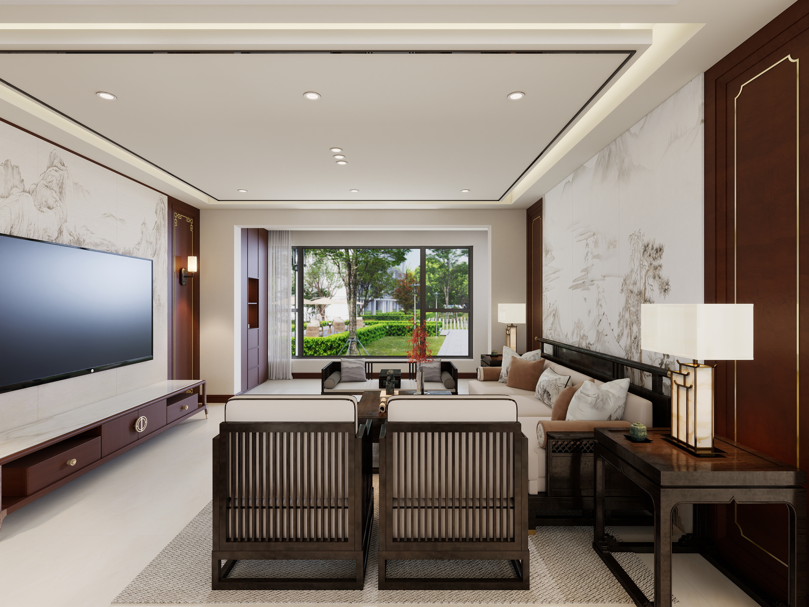 李青越-137平中式风格三居室装修效果图