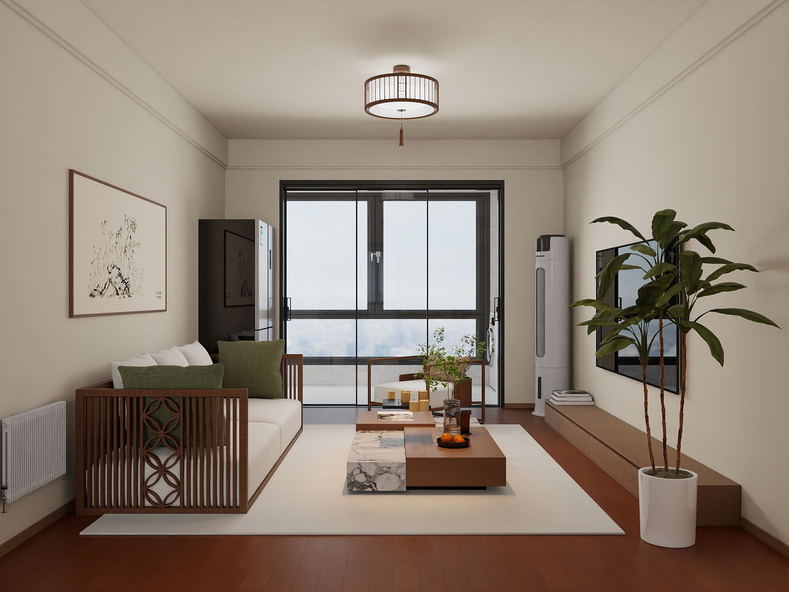 吴爽-86m²新中式风格 装修效果图