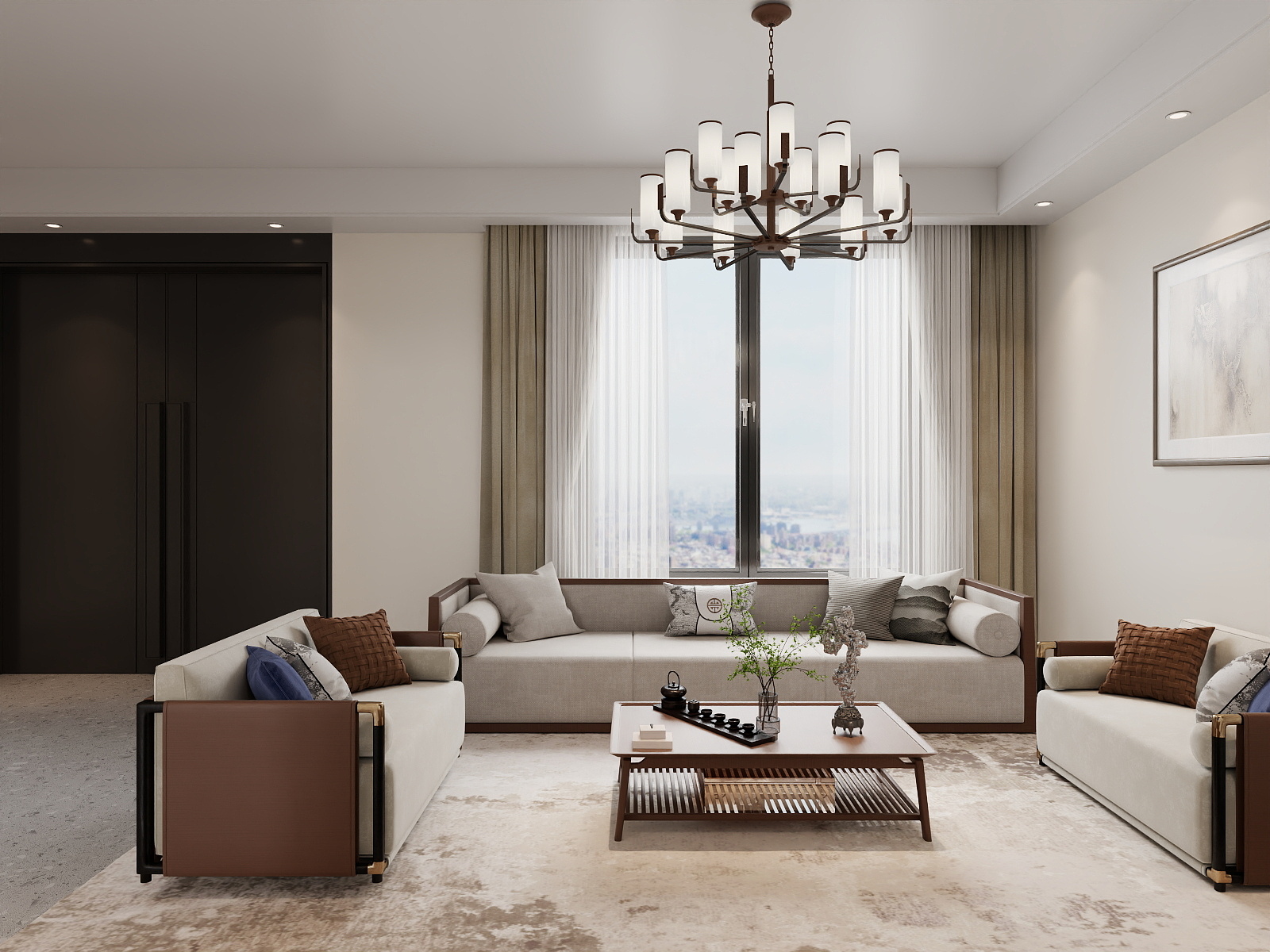 吴爽-244m²新中式风格设计装修效果图