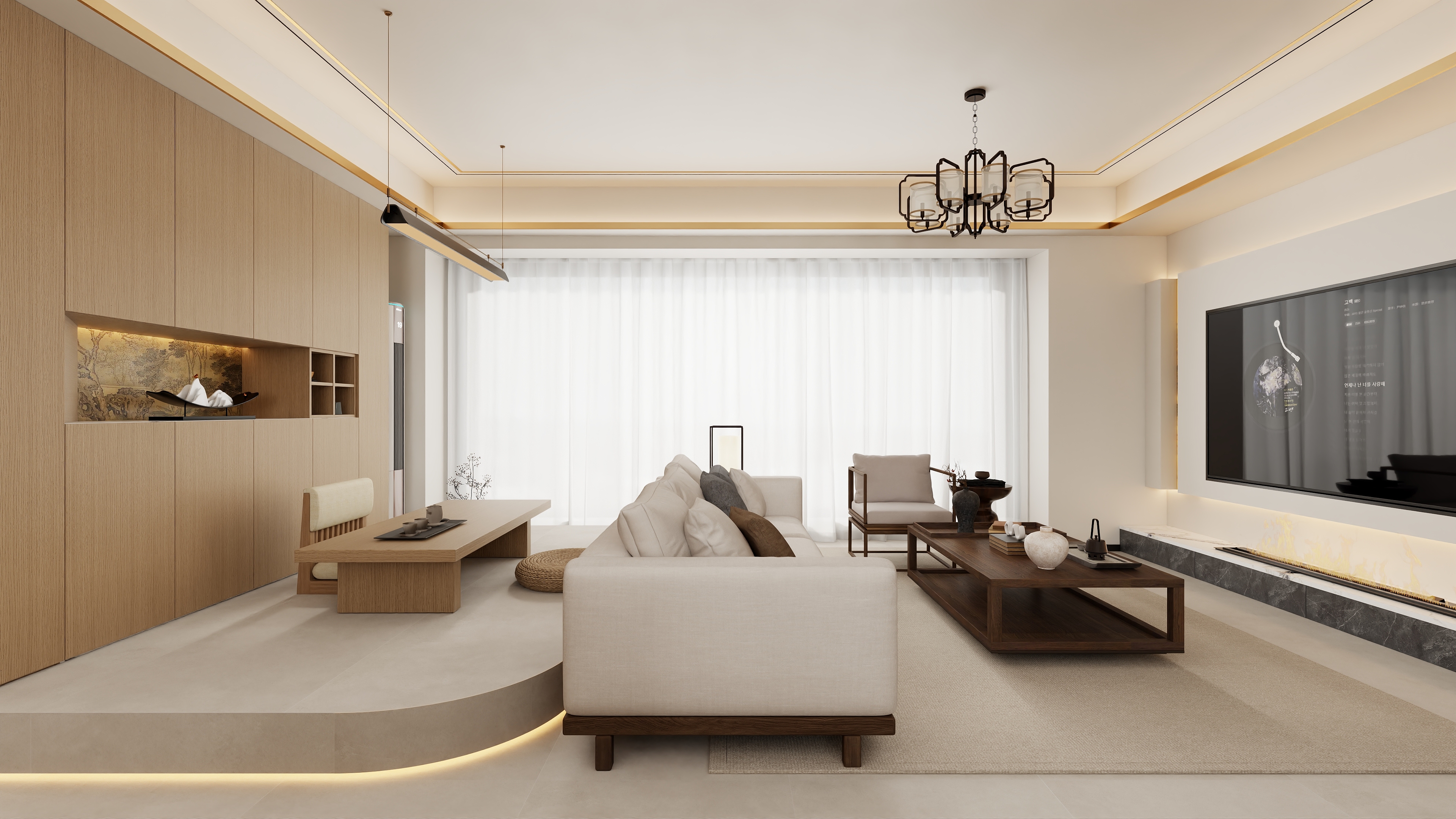 星空设计500-新中式116㎡3室装修效果图