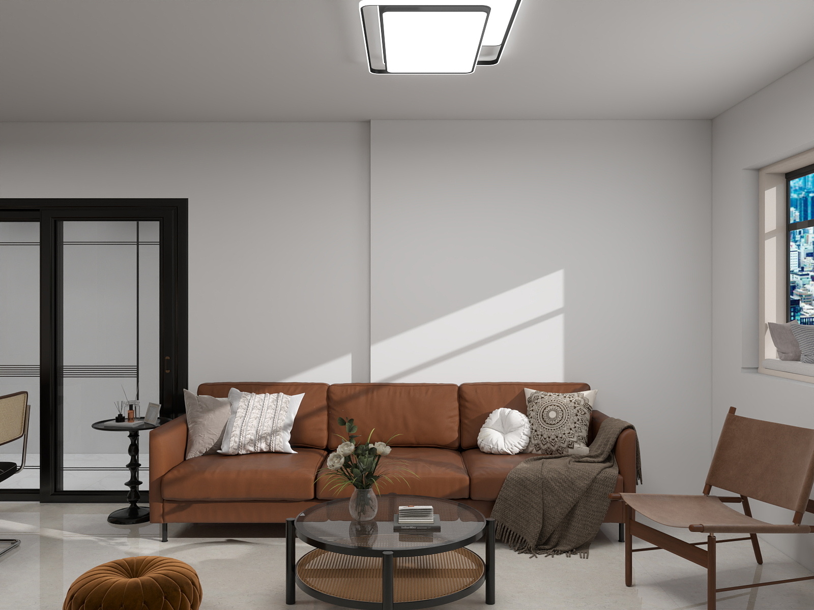 李青越-中古风格60方两居室装修效果图