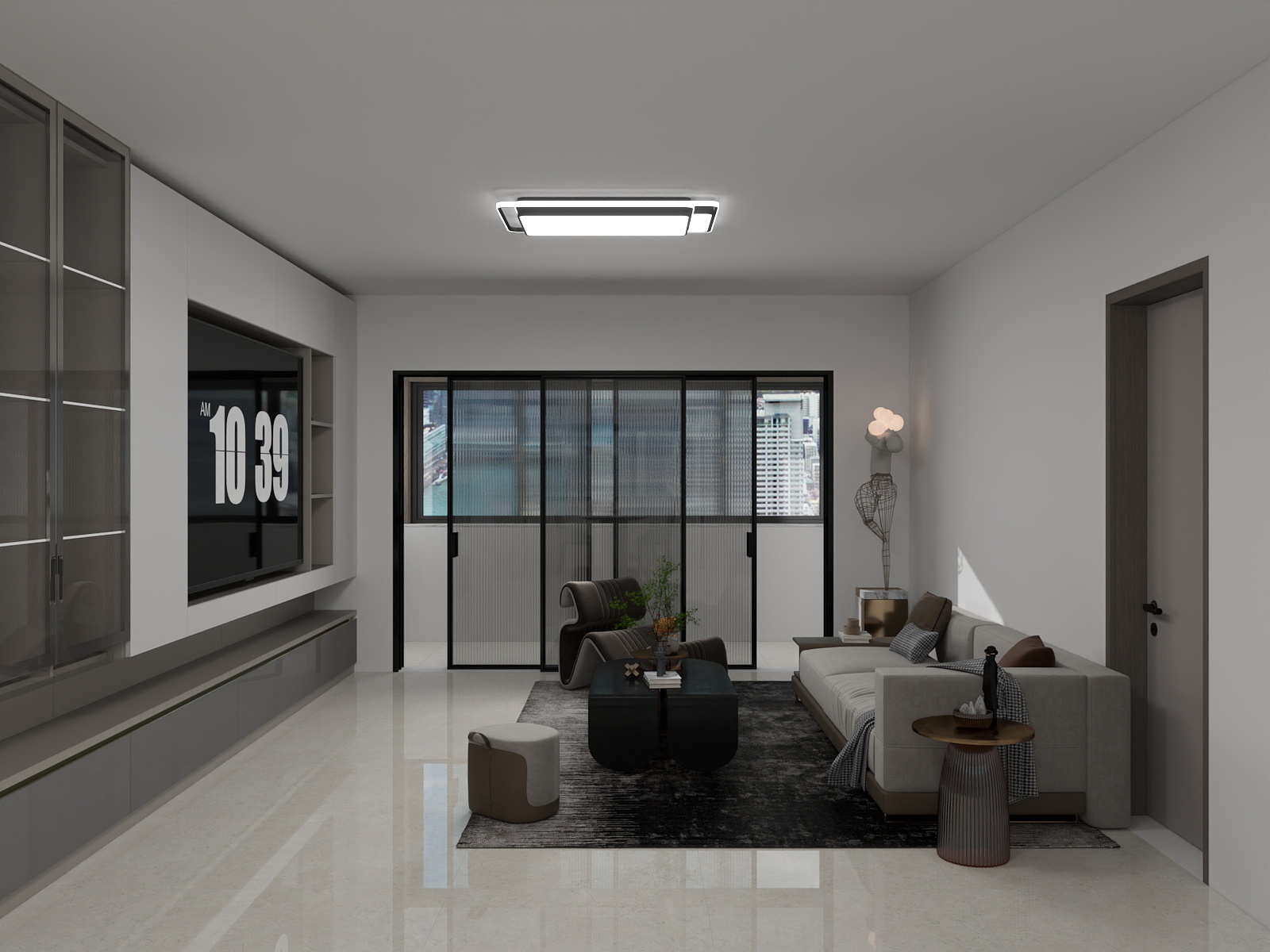 李青越-现代风格106方两居室装修效果图