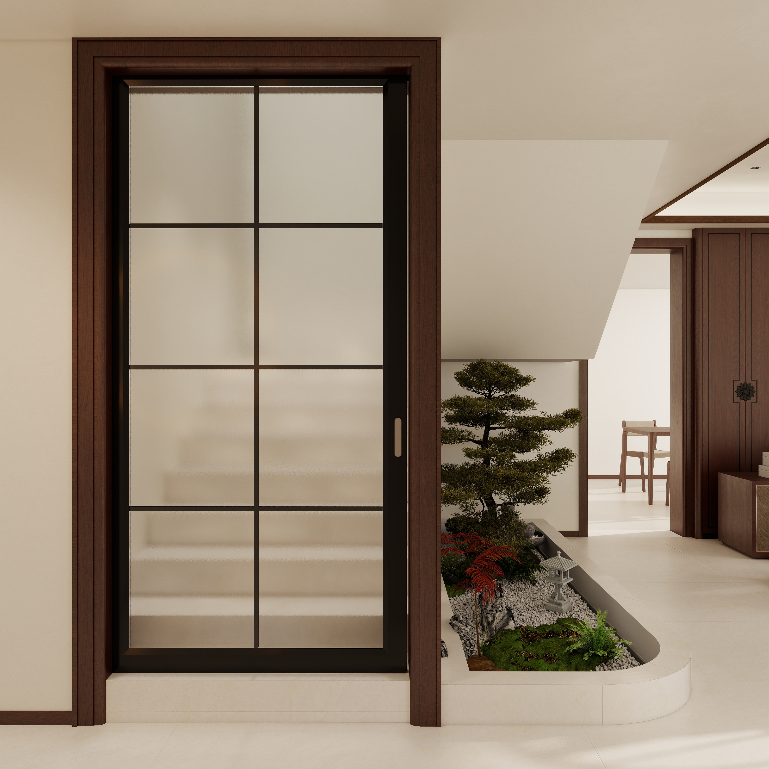 珍贵的地球人-戴村新中式别墅木作装修效果图